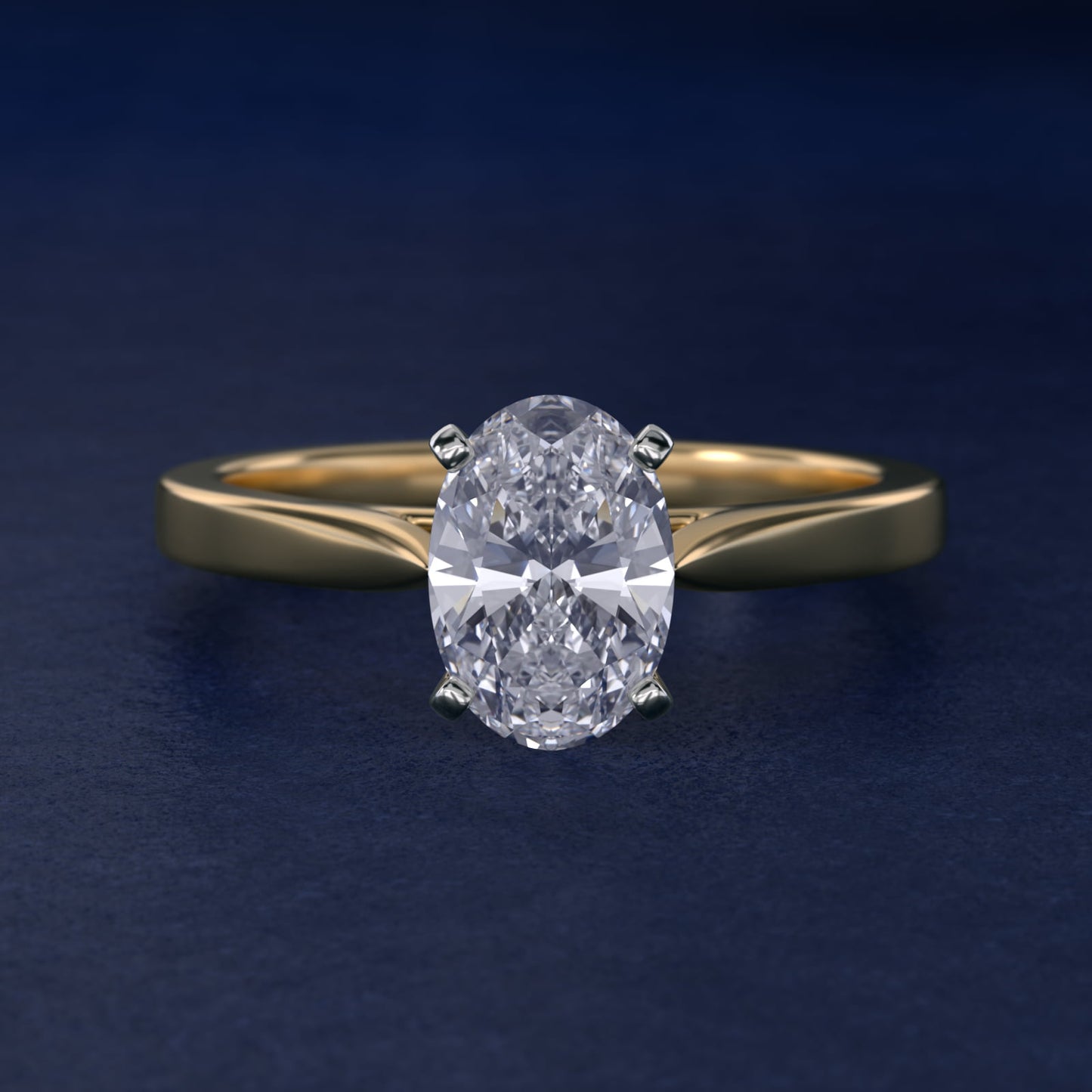 Petite Cathedral Solitaire Engagement Ring in 18k Yellow Gold - Oval Center