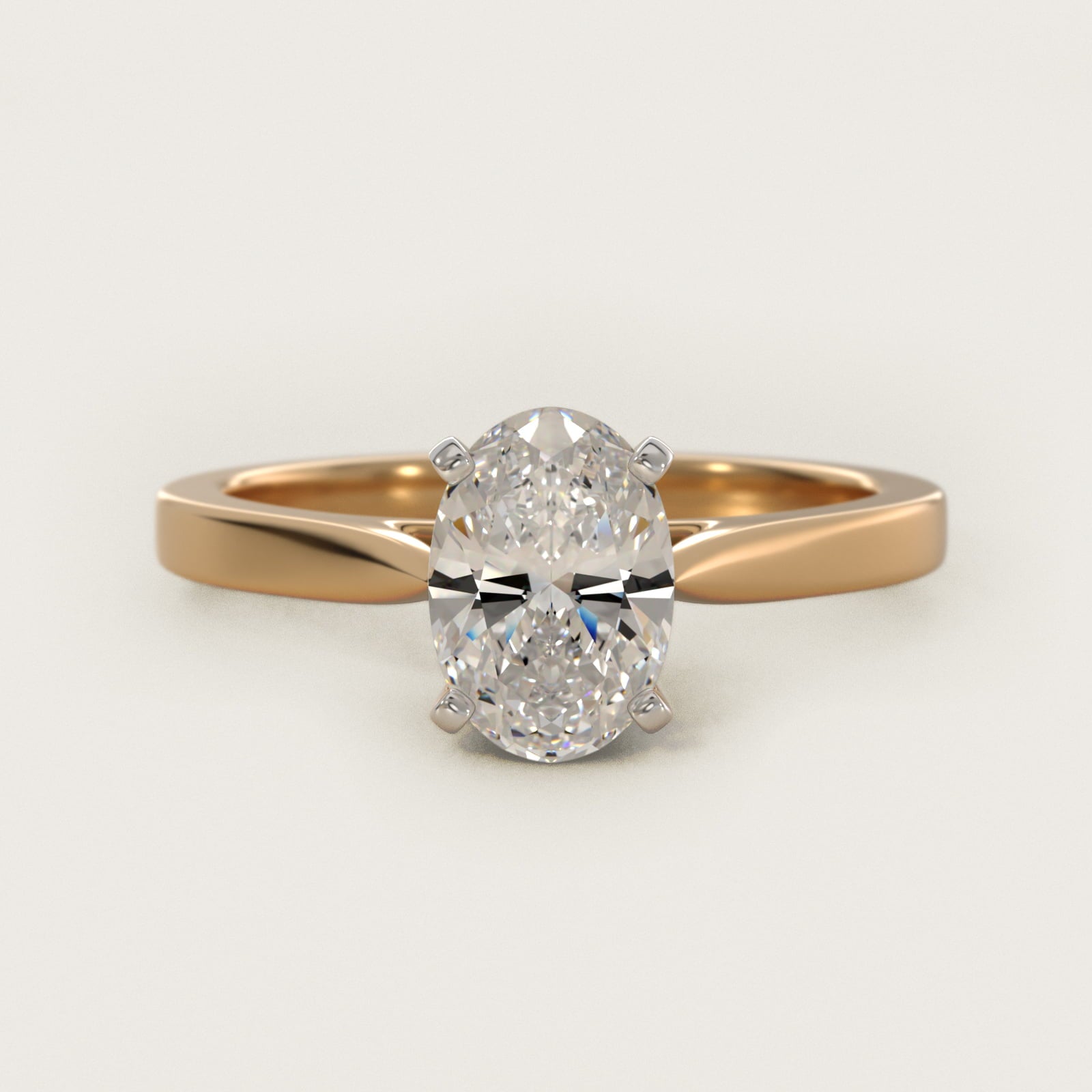 Petite Cathedral Solitaire Engagement Ring in 14k Yellow Gold - Oval Center
