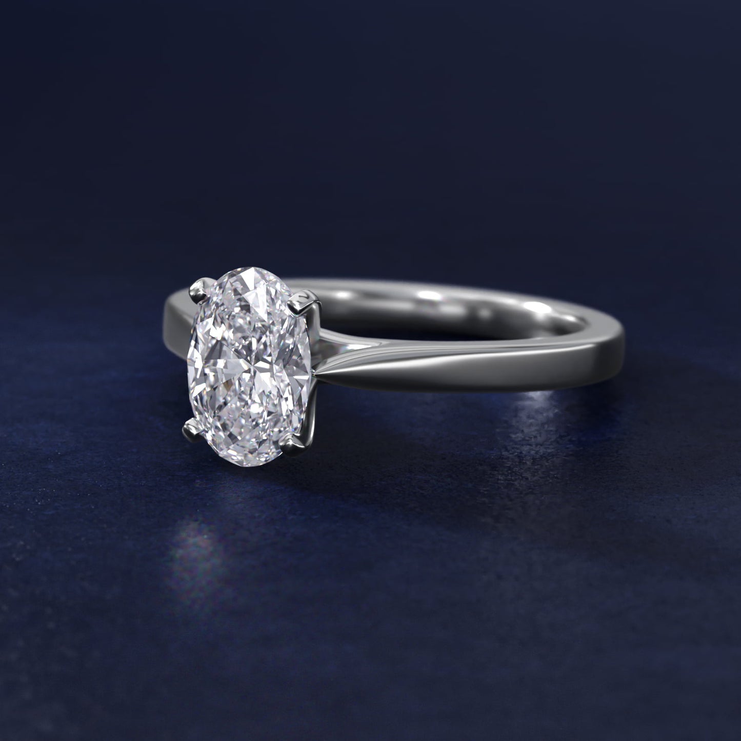 Petite Cathedral Solitaire Engagement Ring in Platinum - Oval Center
