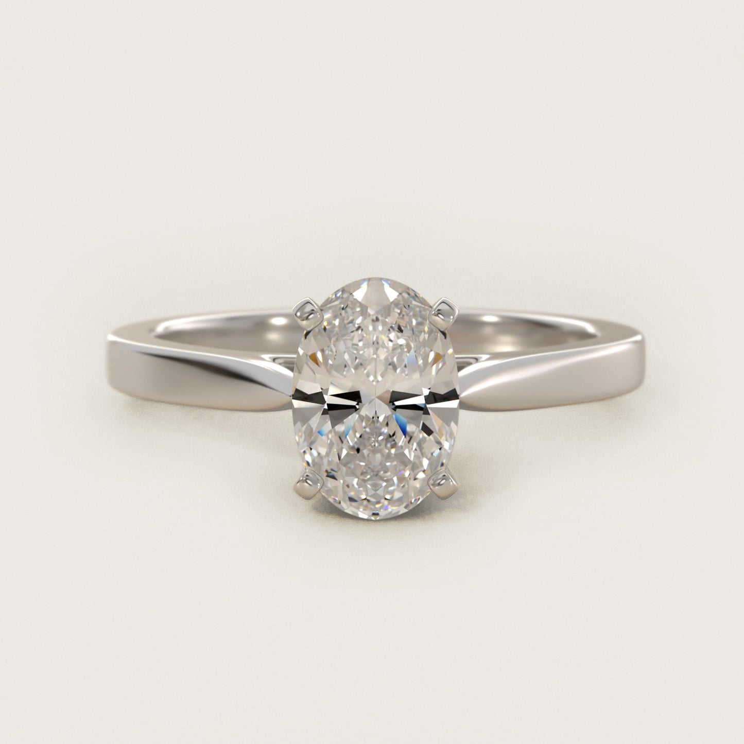 Petite Cathedral Solitaire Engagement Ring in Platinum - Oval Center