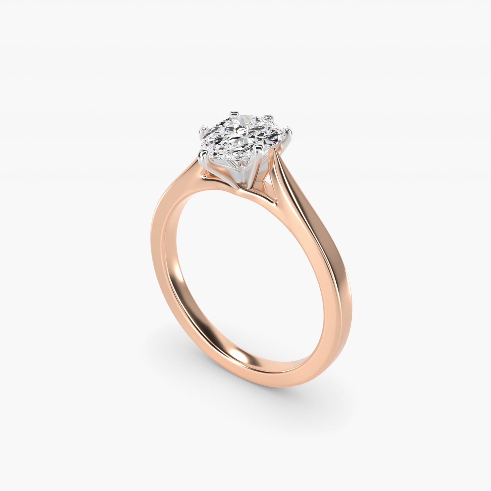 Petite Cathedral Solitaire Engagement Ring in 14k Rose Gold - Pear Center