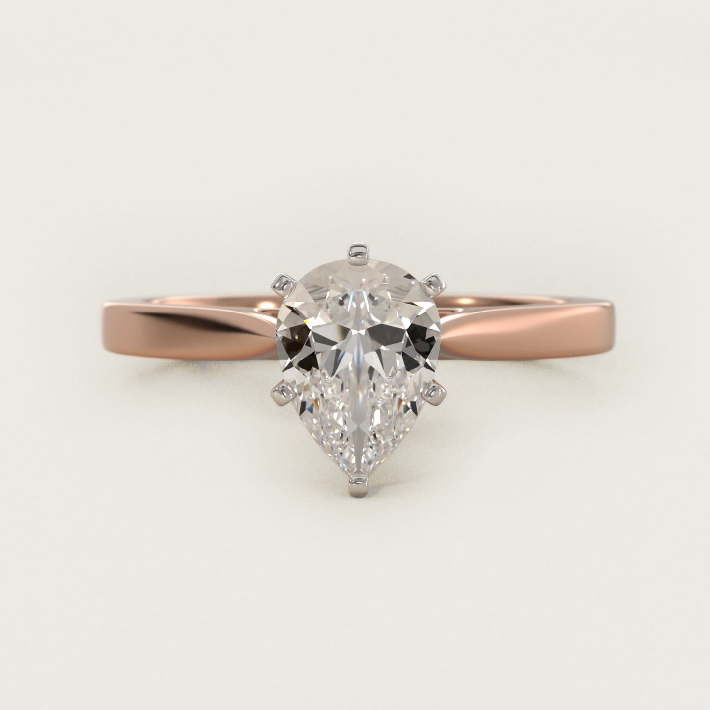 Petite Cathedral Solitaire Engagement Ring in 14k Rose Gold - Pear Center