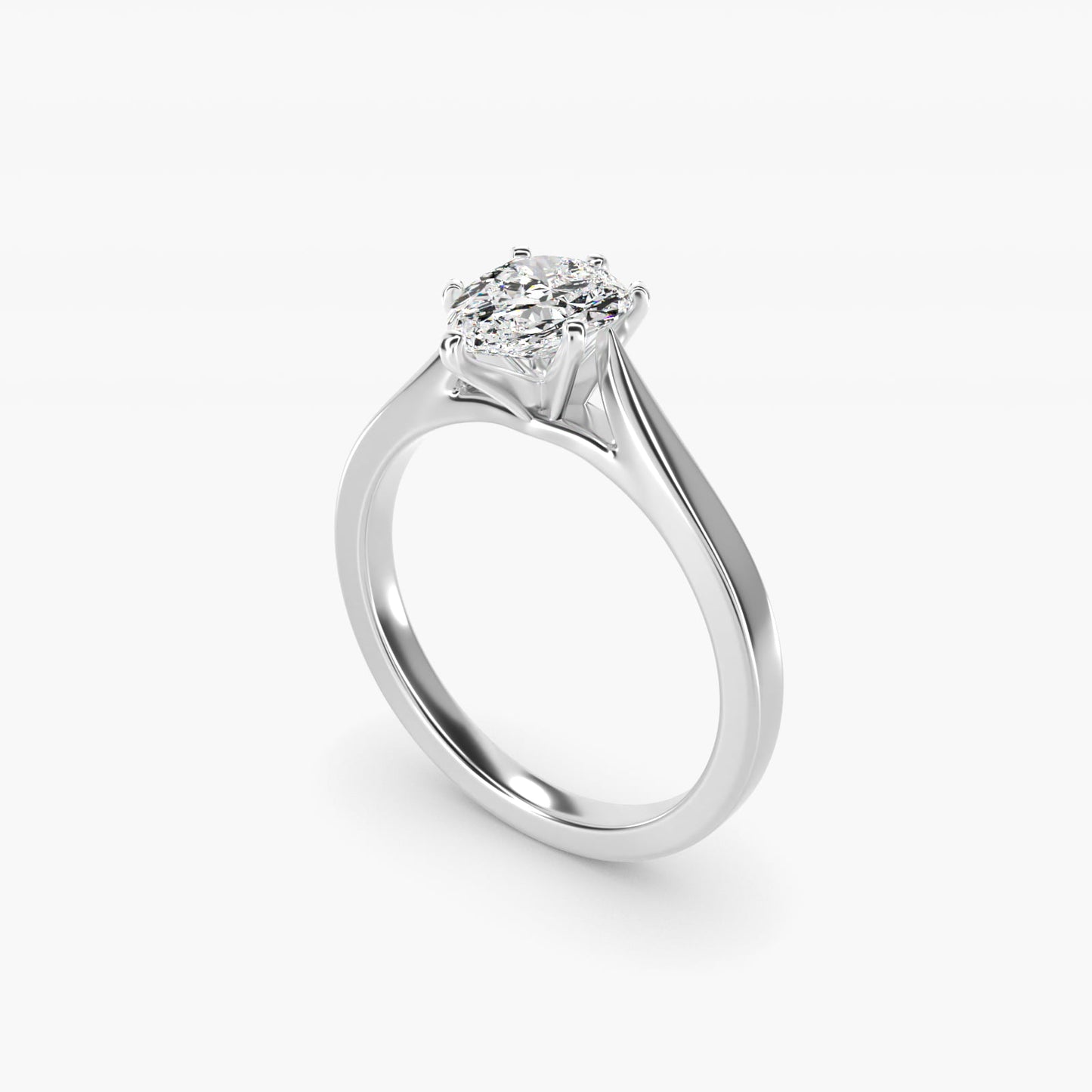 Petite Cathedral Solitaire Engagement Ring in 14k White Gold - Pear Center