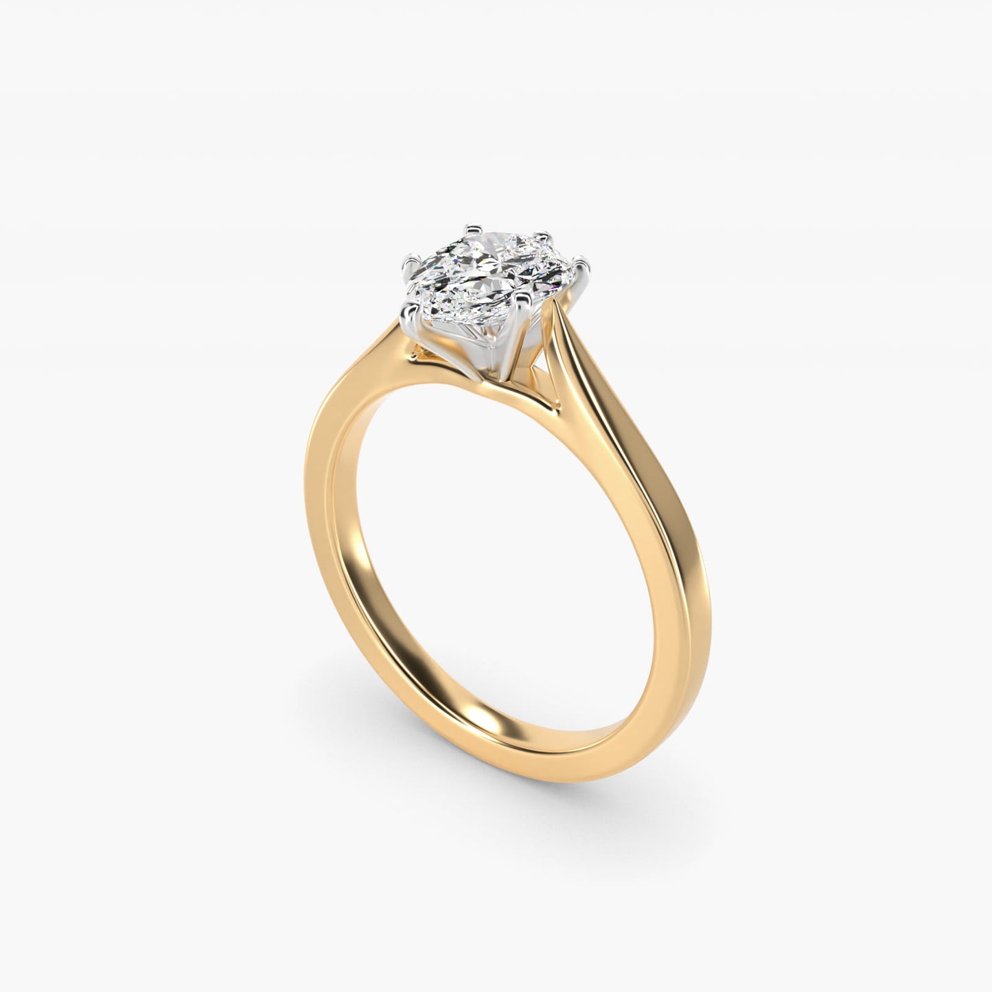 Petite Cathedral Solitaire Engagement Ring in 14k Yellow Gold - Pear Center