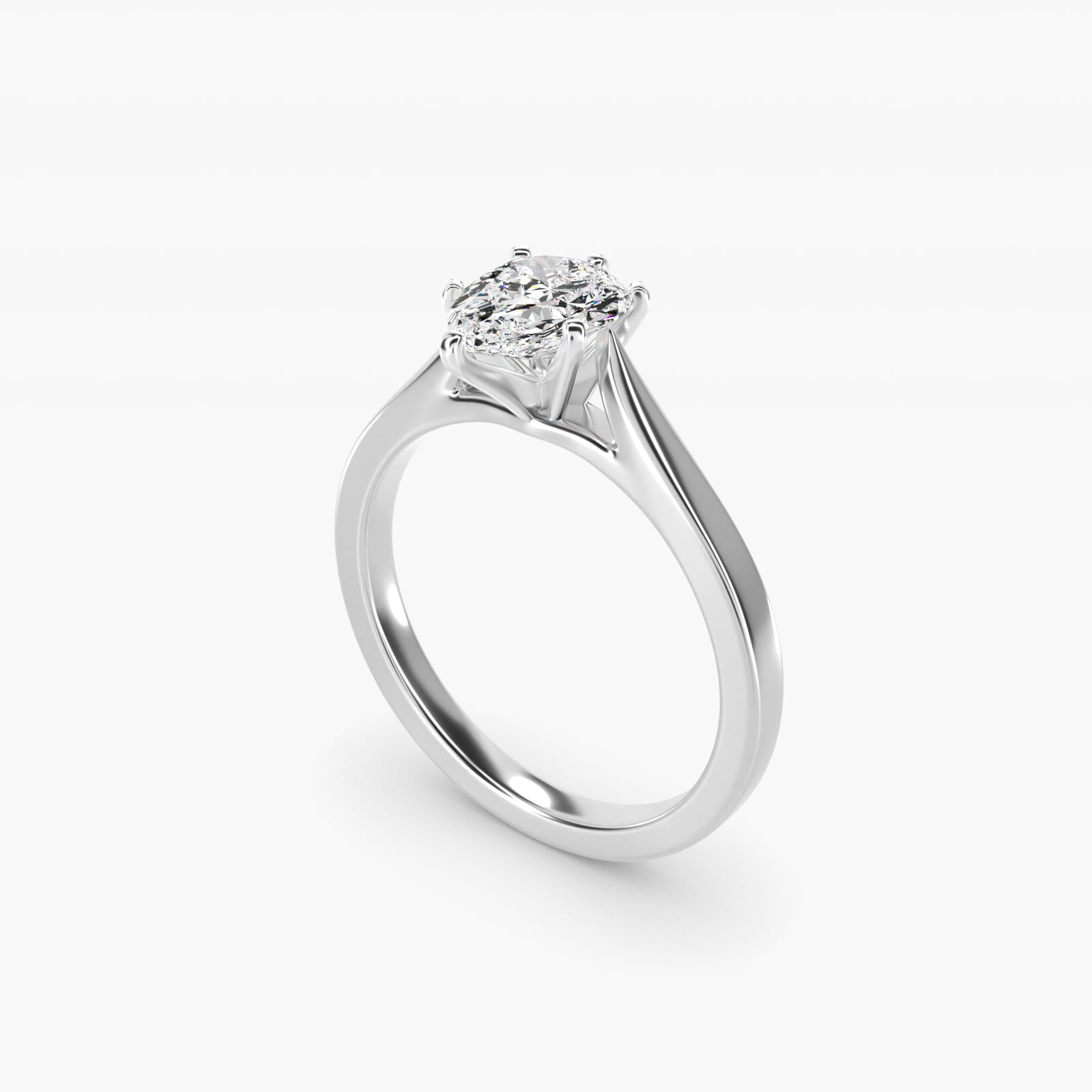 Petite Cathedral Solitaire Engagement Ring in Platinum - Pear Center