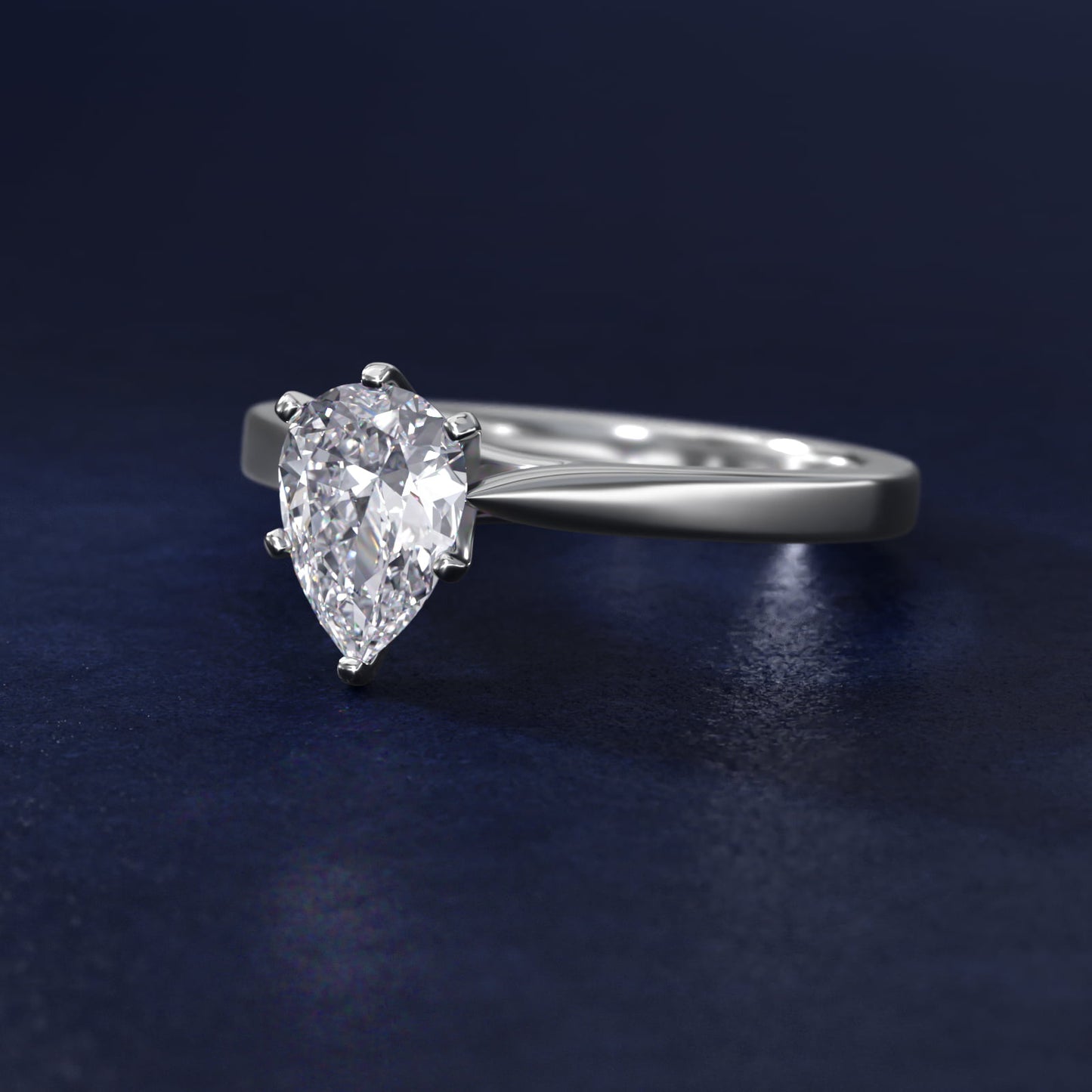 Petite Cathedral Solitaire Engagement Ring in Platinum - Pear Center