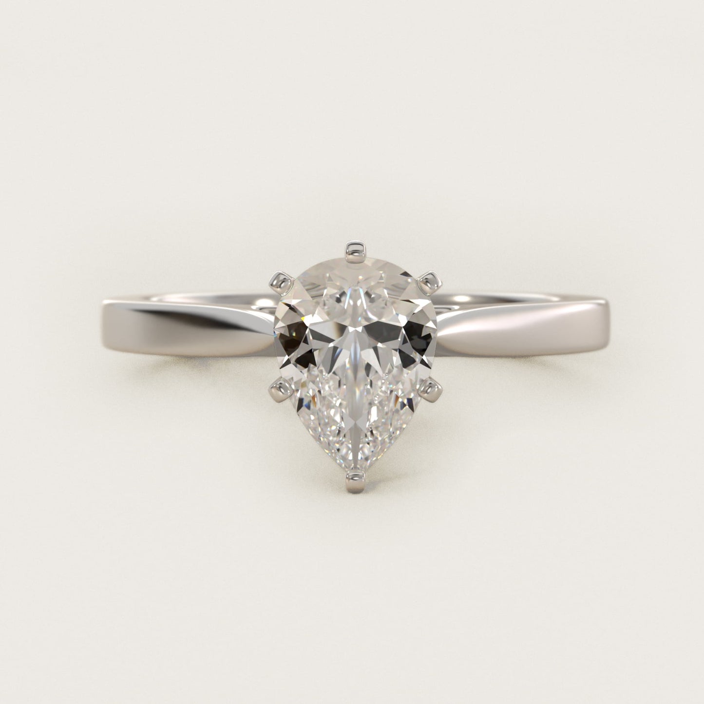 Petite Cathedral Solitaire Engagement Ring in Platinum - Pear Center