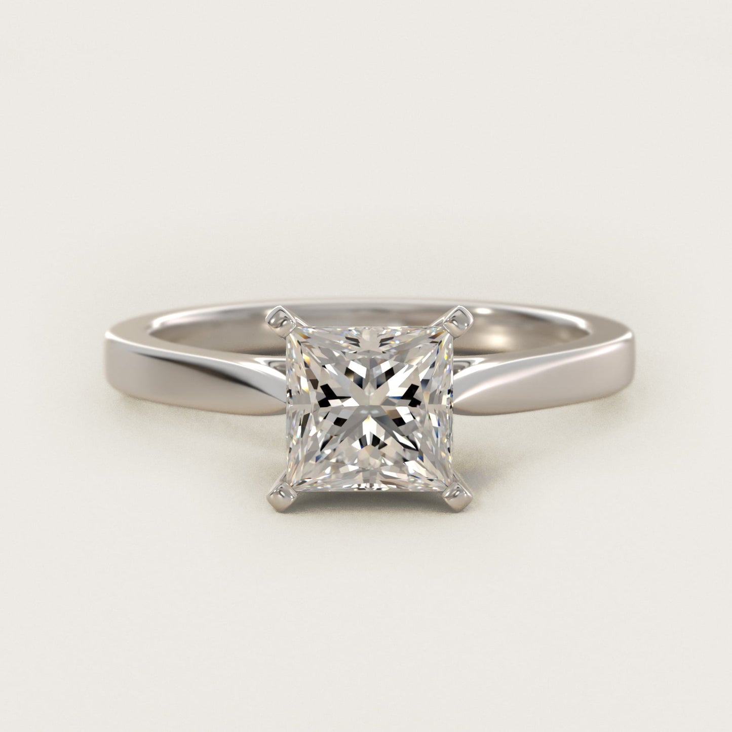 Petite Cathedral Solitaire Engagement Ring in 14k White Gold - Princess Center