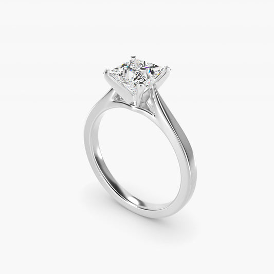 Petite Cathedral Solitaire Engagement Ring in Platinum - Princess Center