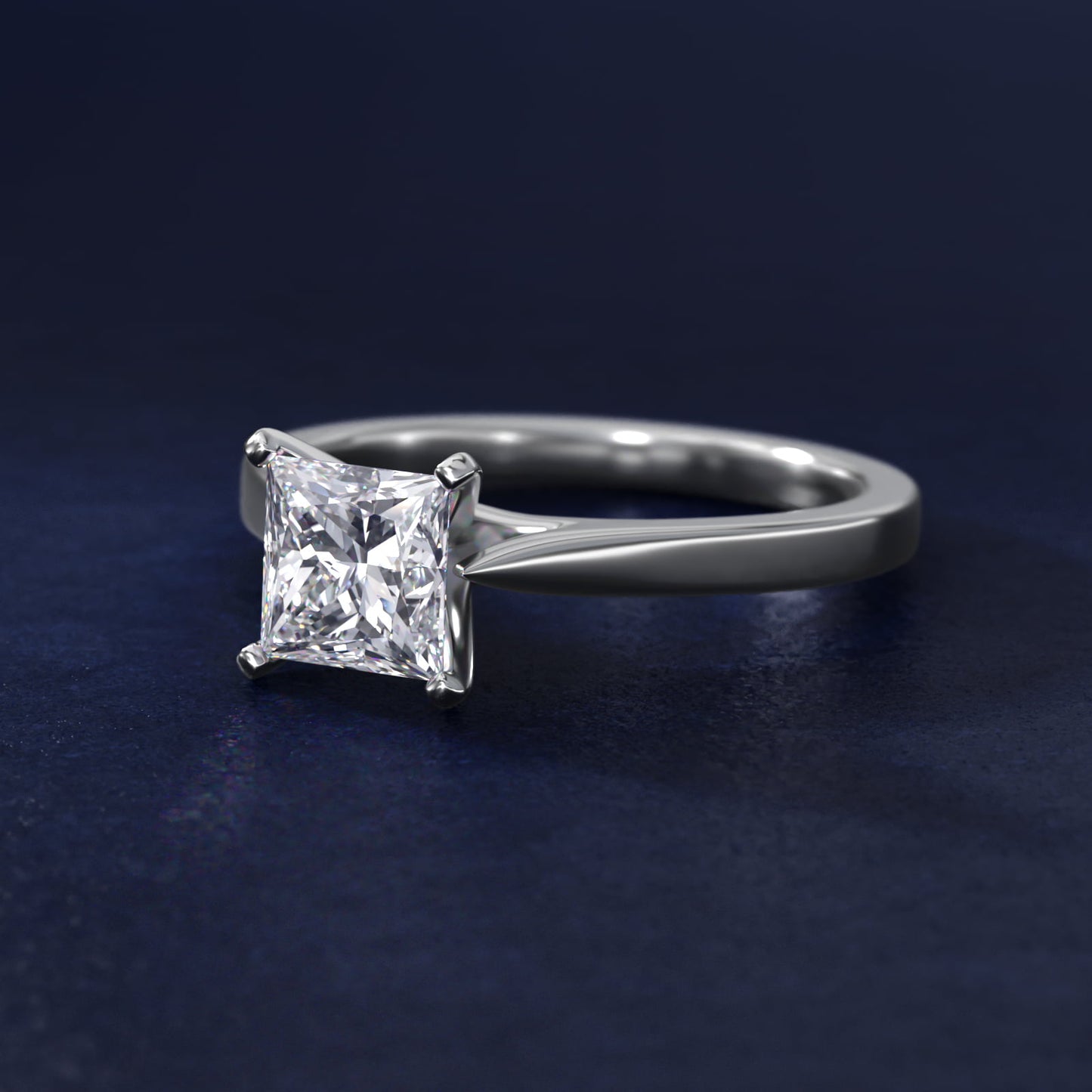 Petite Cathedral Solitaire Engagement Ring in Platinum - Princess Center
