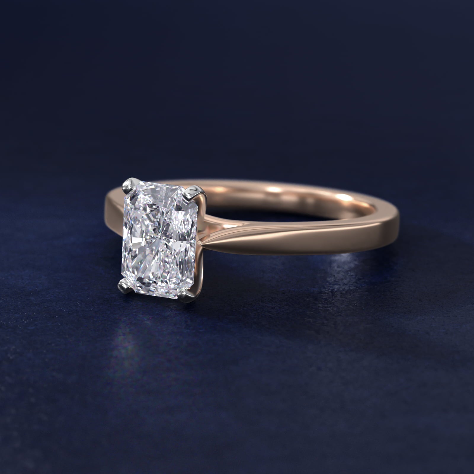 Petite Cathedral Solitaire Engagement Ring in 14k Rose Gold - Radiant Center