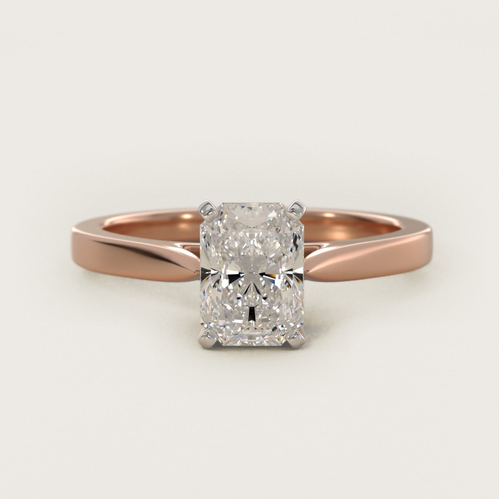 Petite Cathedral Solitaire Engagement Ring in 18k Rose Gold - Radiant Center