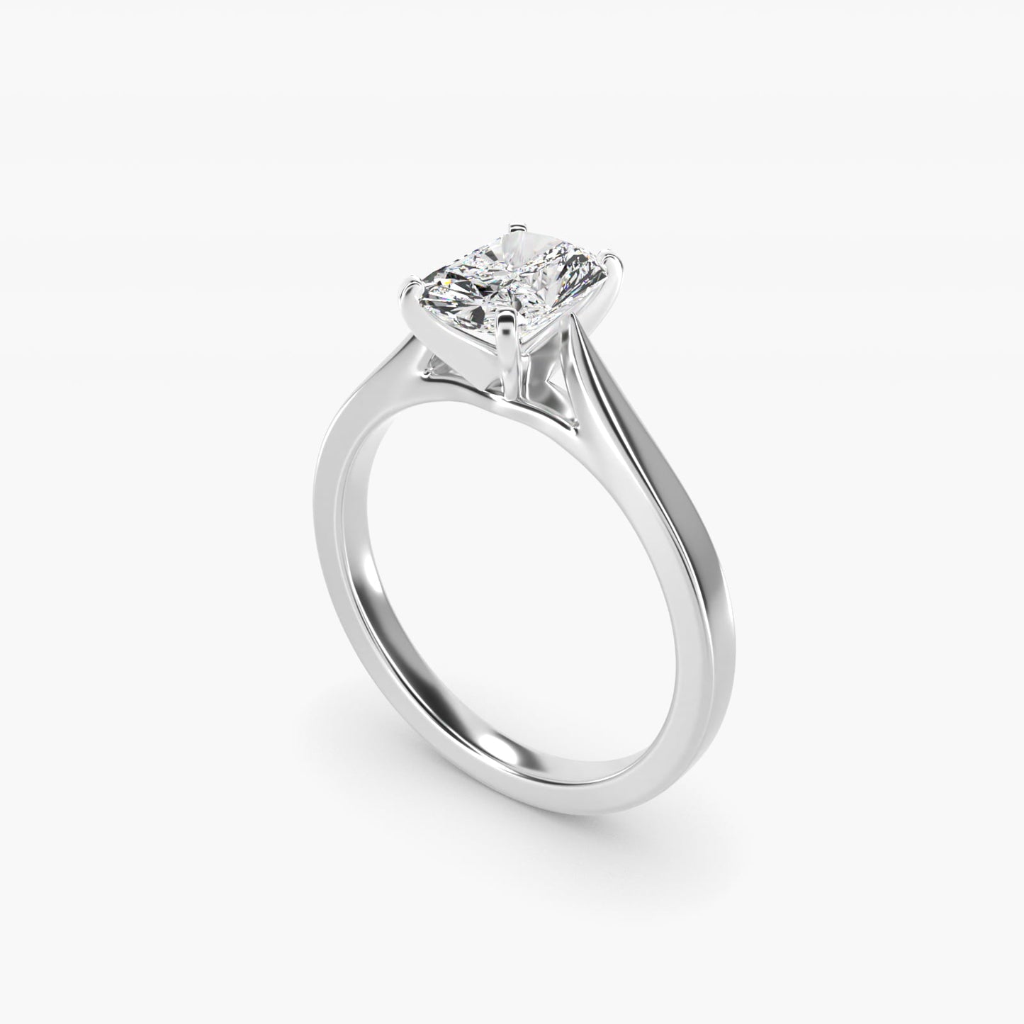 Petite Cathedral Solitaire Engagement Ring in 14k White Gold - Radiant Center
