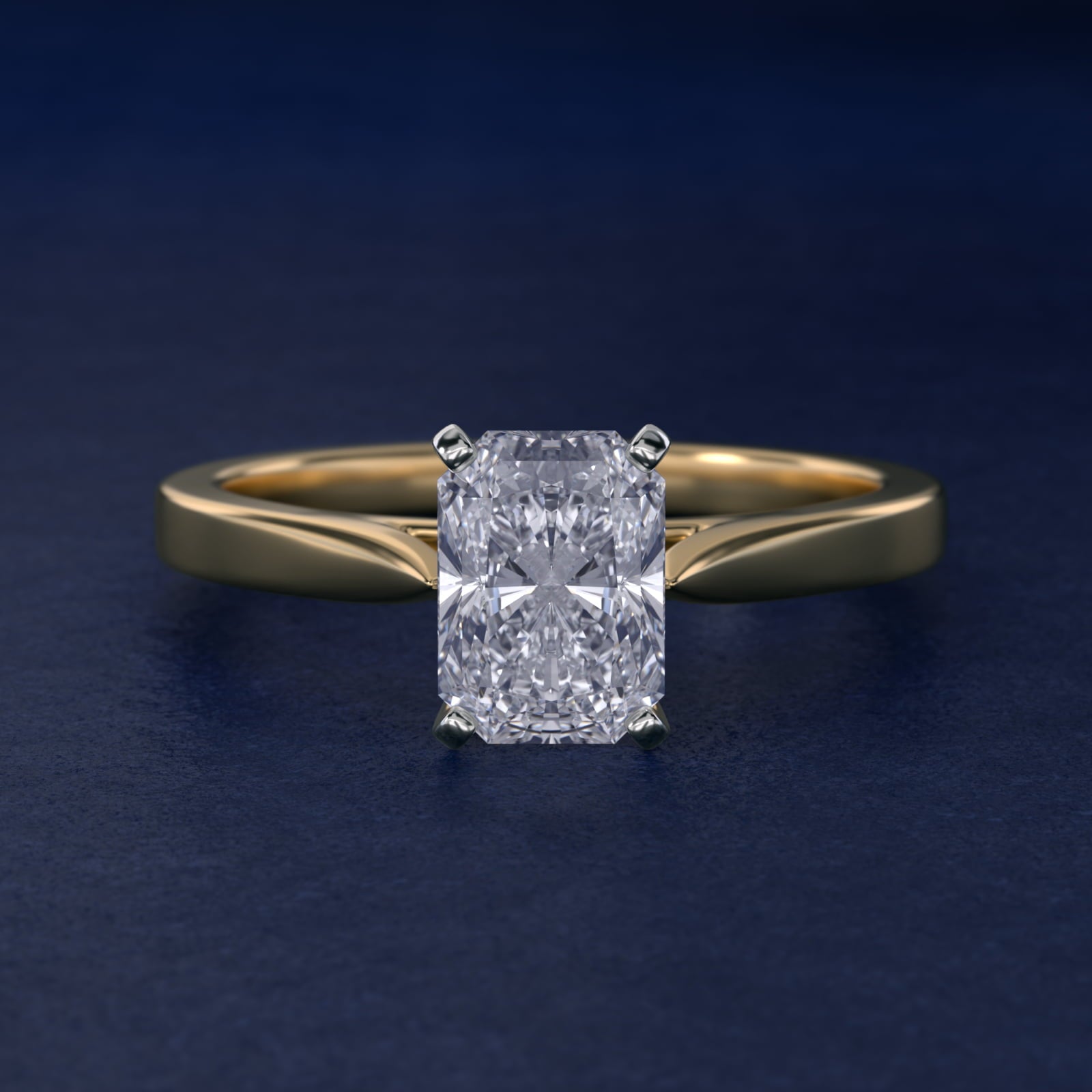 Petite Cathedral Solitaire Engagement Ring in 14k Yellow Gold - Radiant Center