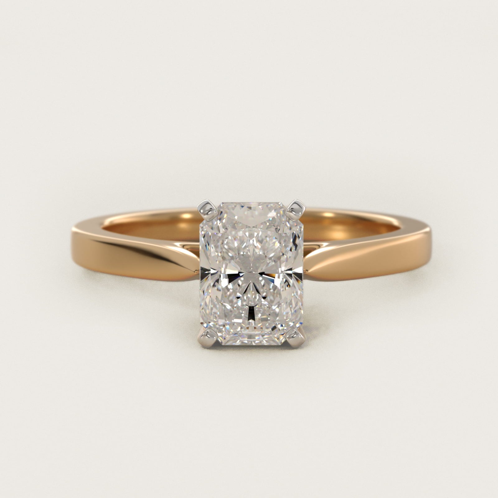 Petite Cathedral Solitaire Engagement Ring in 14k Yellow Gold - Radiant Center