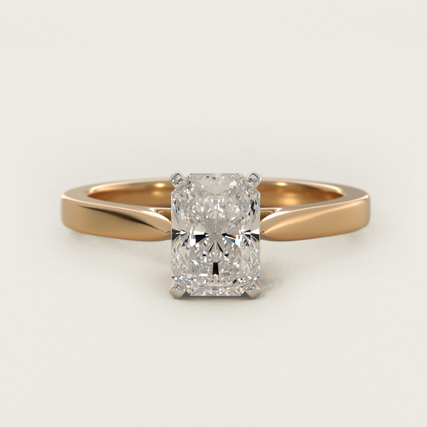 Petite Cathedral Solitaire Engagement Ring in 18k Yellow Gold - Radiant Center