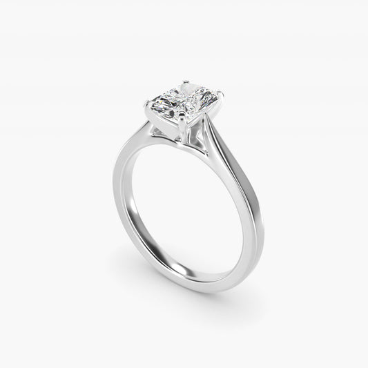 Petite Cathedral Solitaire Engagement Ring in Platinum - Radiant Center