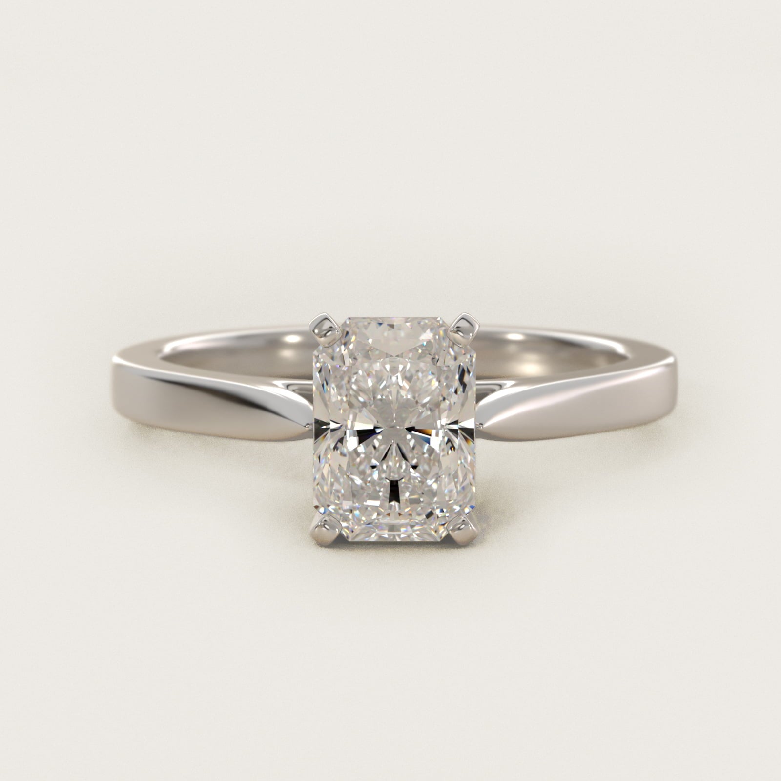Petite Cathedral Solitaire Engagement Ring in Platinum - Radiant Center