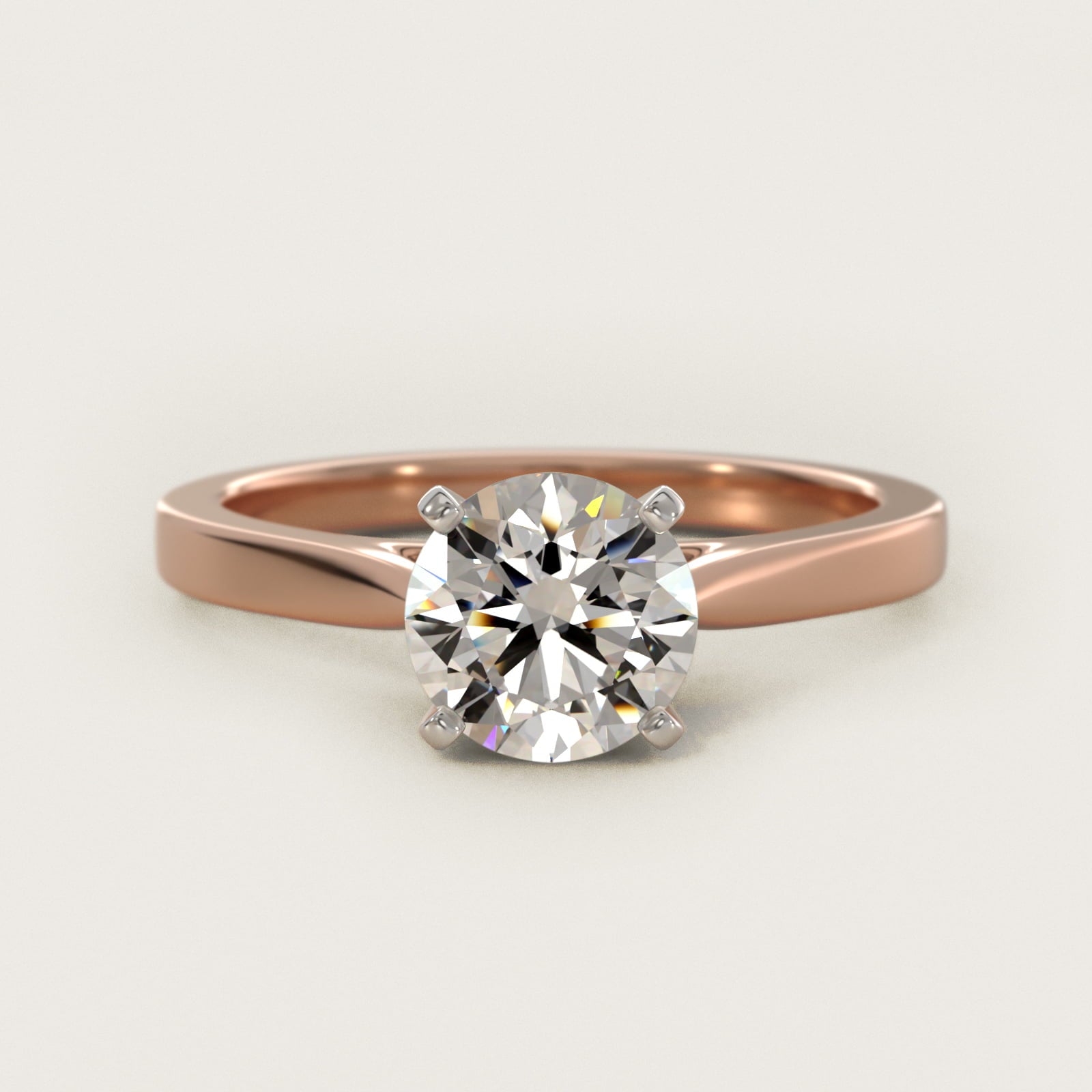 Petite Cathedral Solitaire Engagement Ring in 18k Rose Gold - Round Center