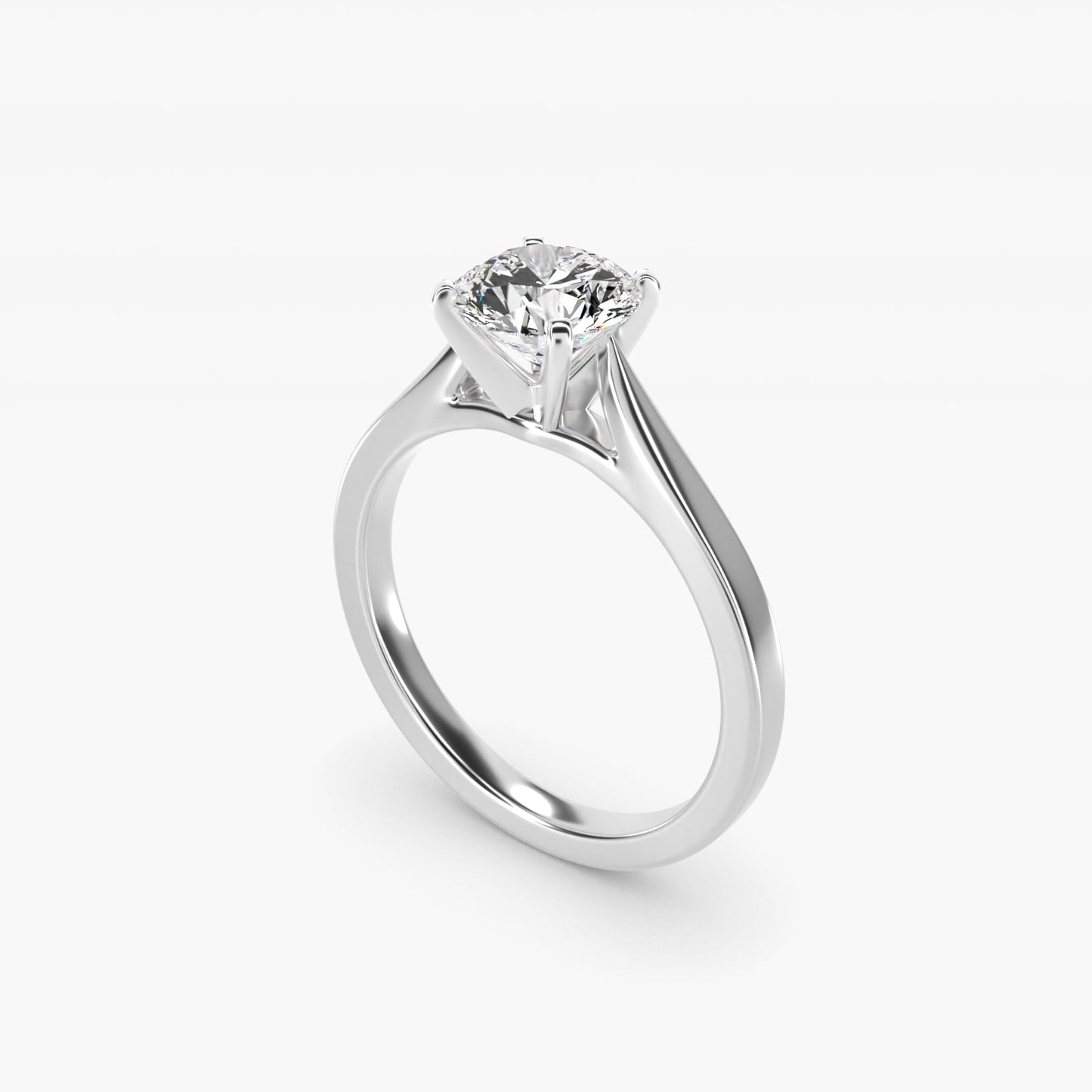Petite Cathedral Solitaire Engagement Ring in 14k White Gold - Round Center