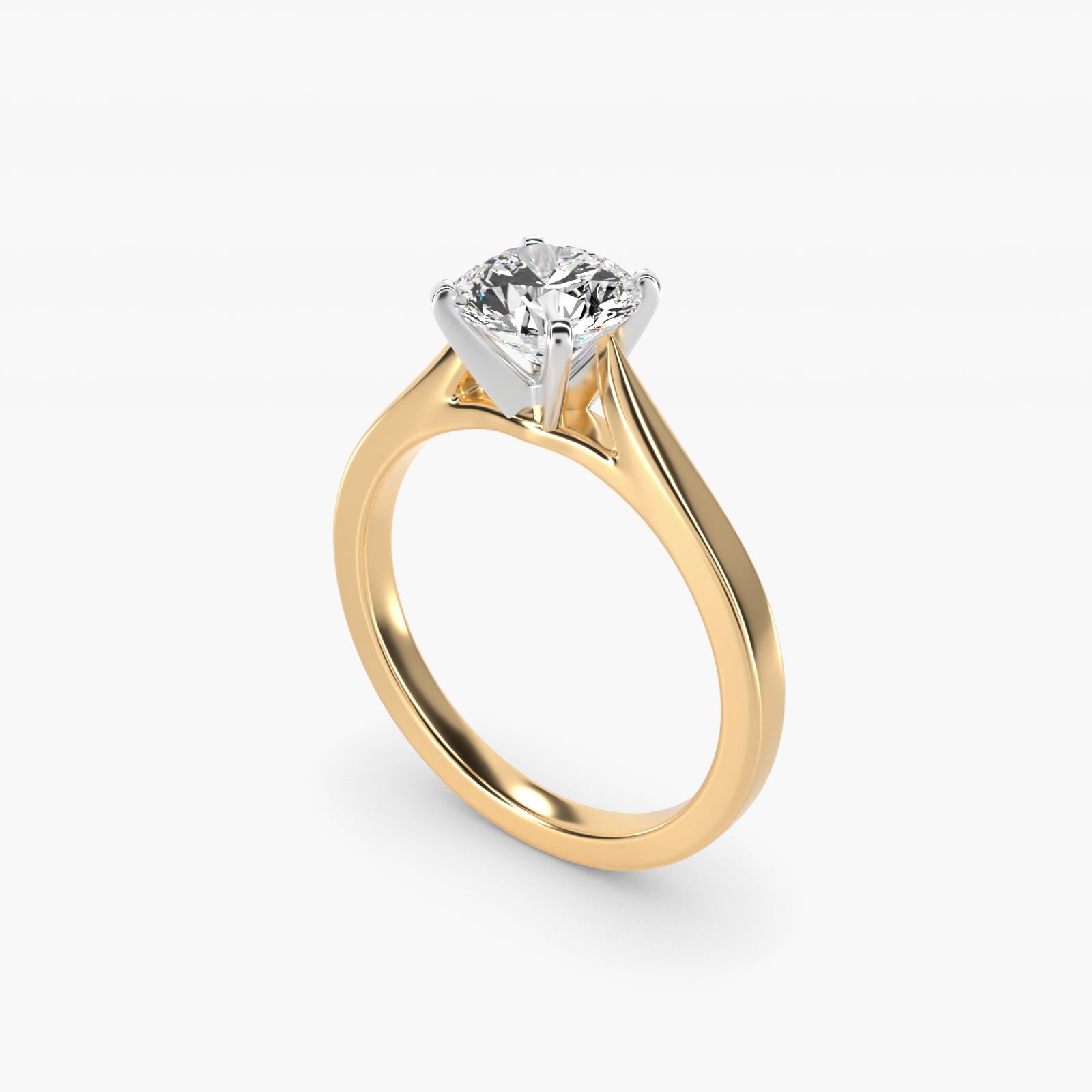 Petite Cathedral Solitaire Engagement Ring in 18k Yellow Gold - Round Center