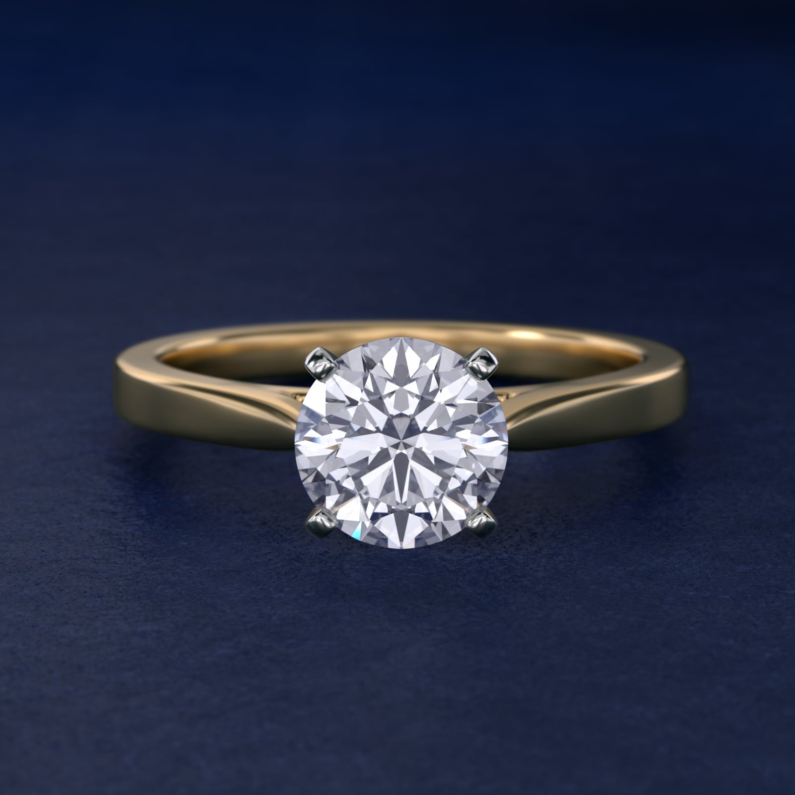 Petite Cathedral Solitaire Engagement Ring in 18k Yellow Gold - Round Center
