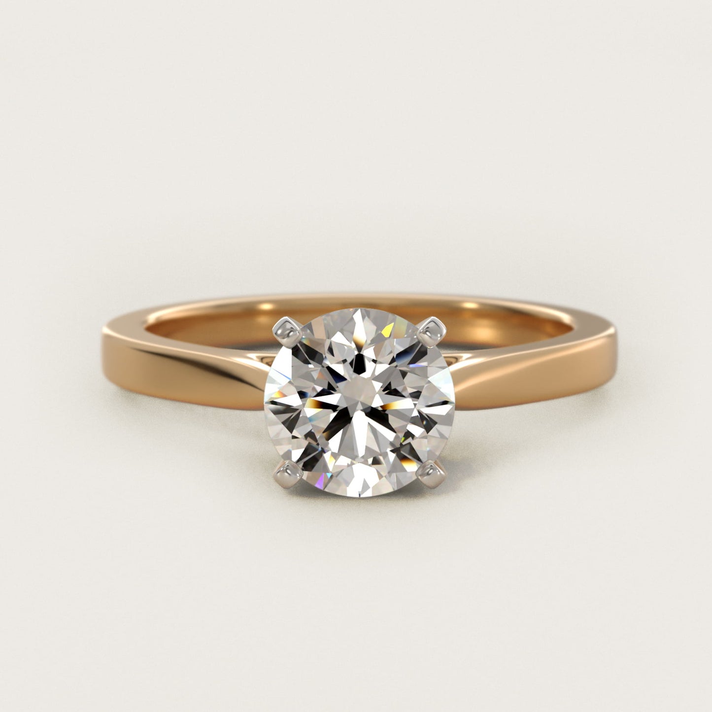 Petite Cathedral Solitaire Engagement Ring in 14k Yellow Gold - Round Center