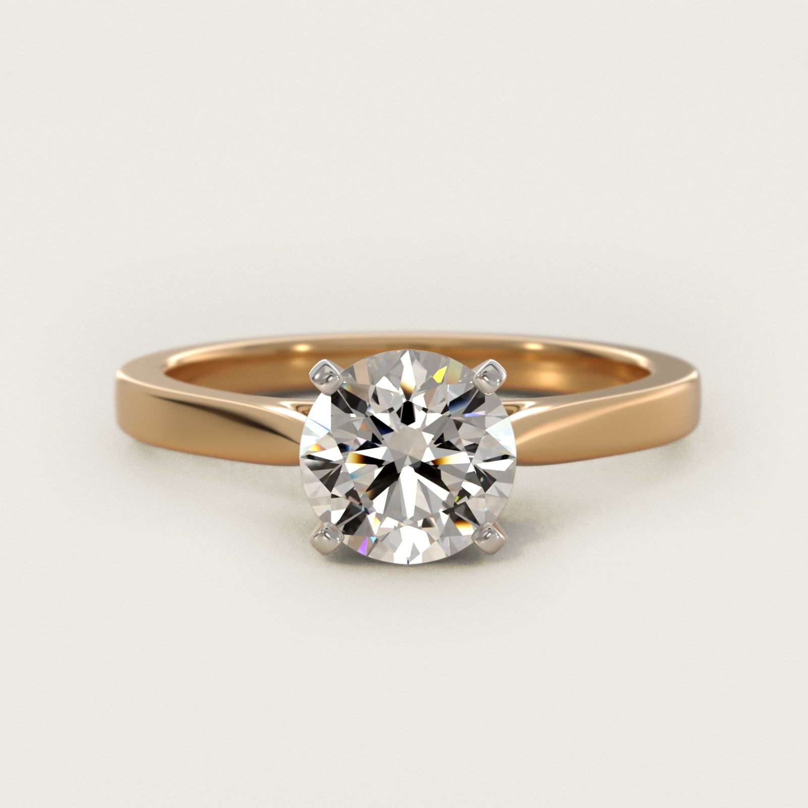 Petite Cathedral Solitaire Engagement Ring in 18k Yellow Gold - Round Center