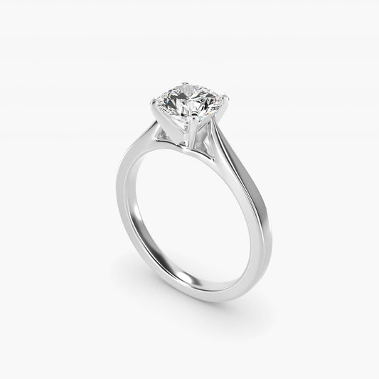 Petite Cathedral Solitaire Engagement Ring in Platinum - Round Center