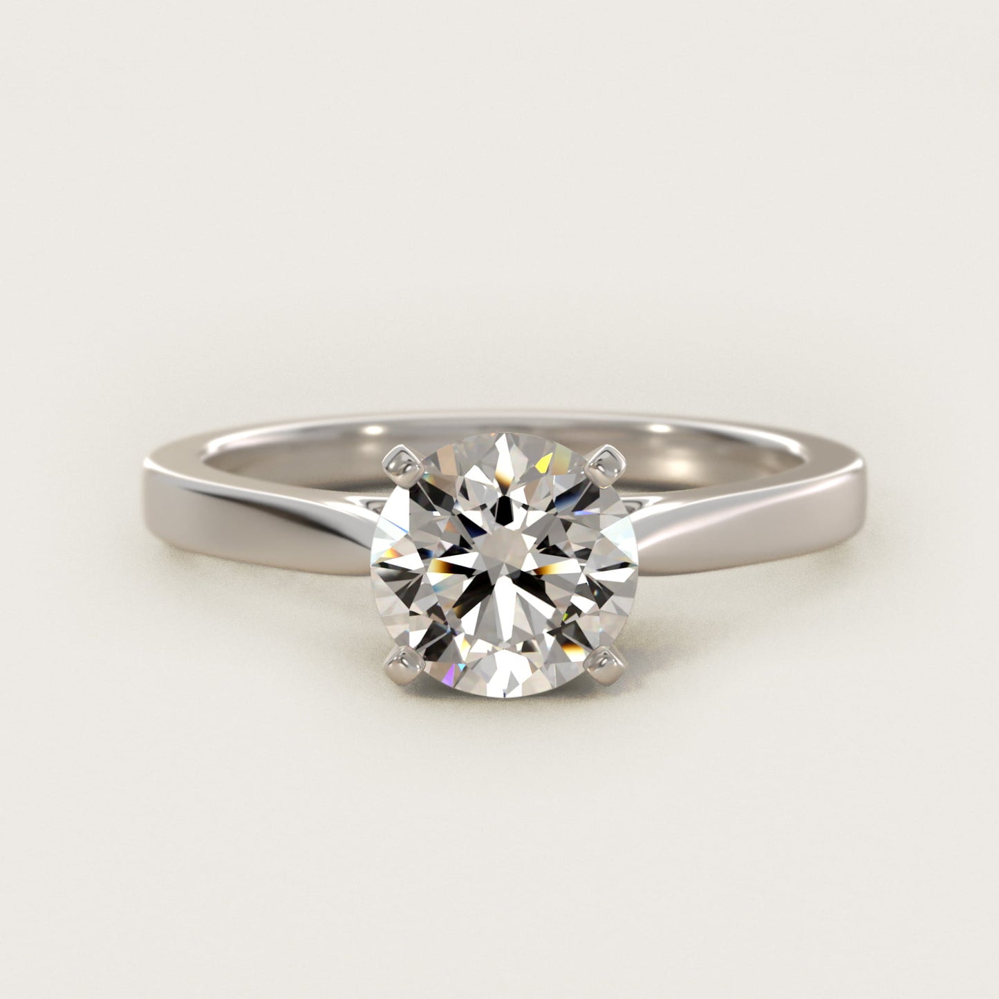 Petite Cathedral Solitaire Engagement Ring in Platinum - Round Center