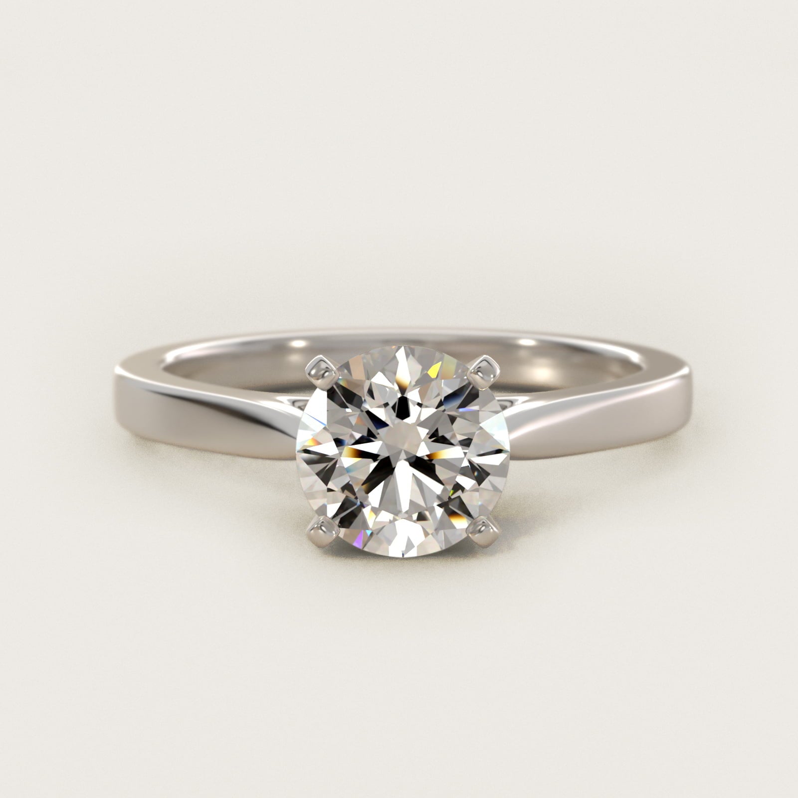 Petite Cathedral Solitaire Engagement Ring in Platinum - Round Center