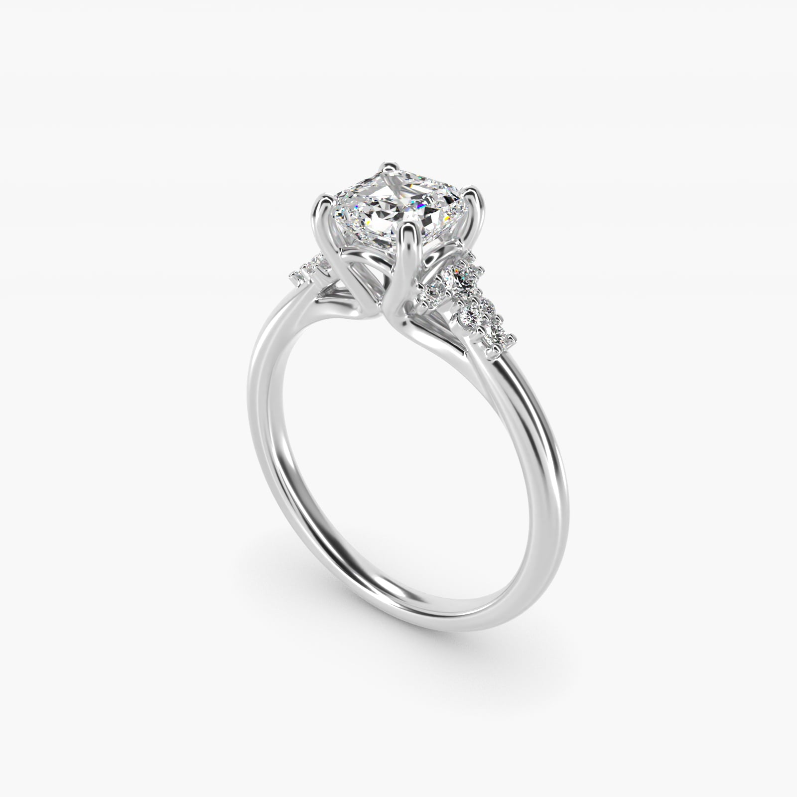 Petite Constellations Diamond Engagement Ring in Platinum (1/8 ct. tw.) - Asscher Center