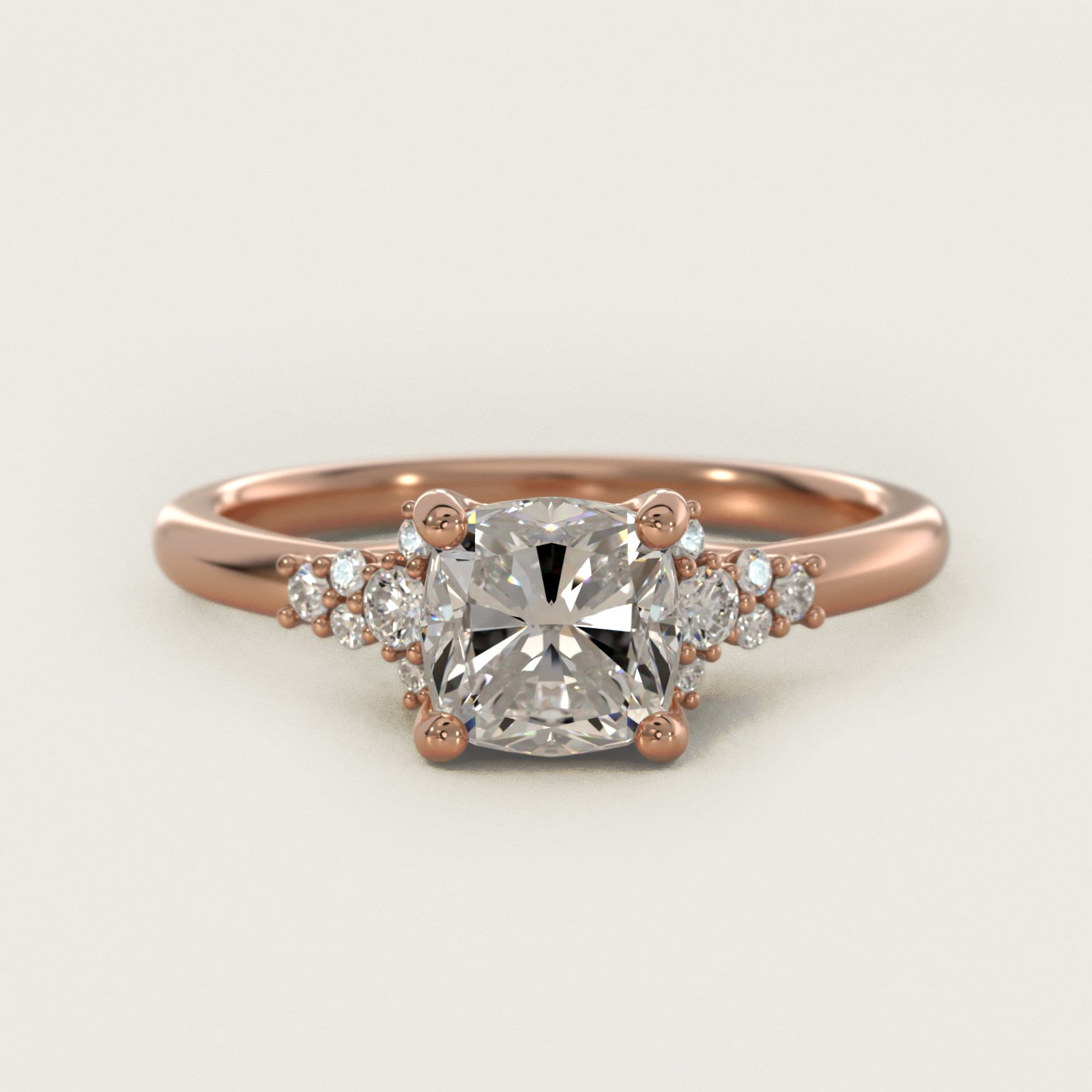 Petite Constellations Diamond Engagement Ring in 18k Rose Gold (1/8 ct. tw.) - Cushion Center