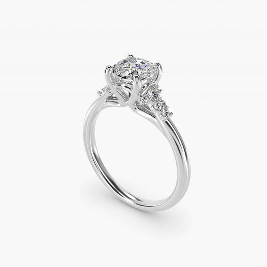 Petite Constellations Diamond Engagement Ring in 18k White Gold (1/8 ct. tw.) - Cushion Center