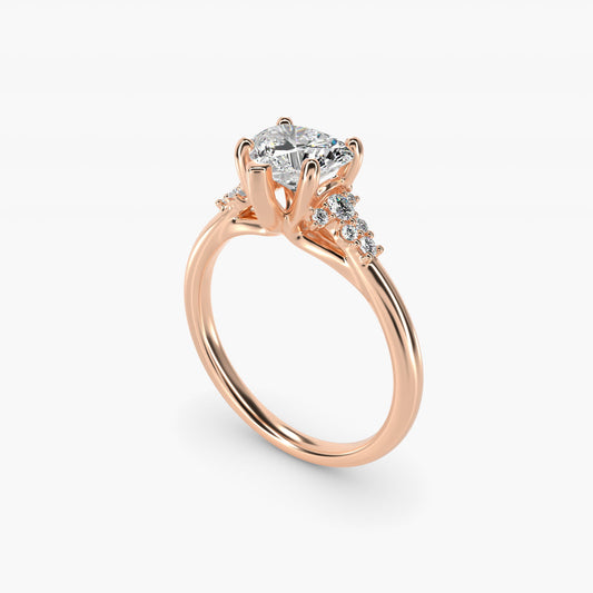 Petite Constellations Diamond Engagement Ring in 14k Rose Gold (1/8 ct. tw.) - Heart Center