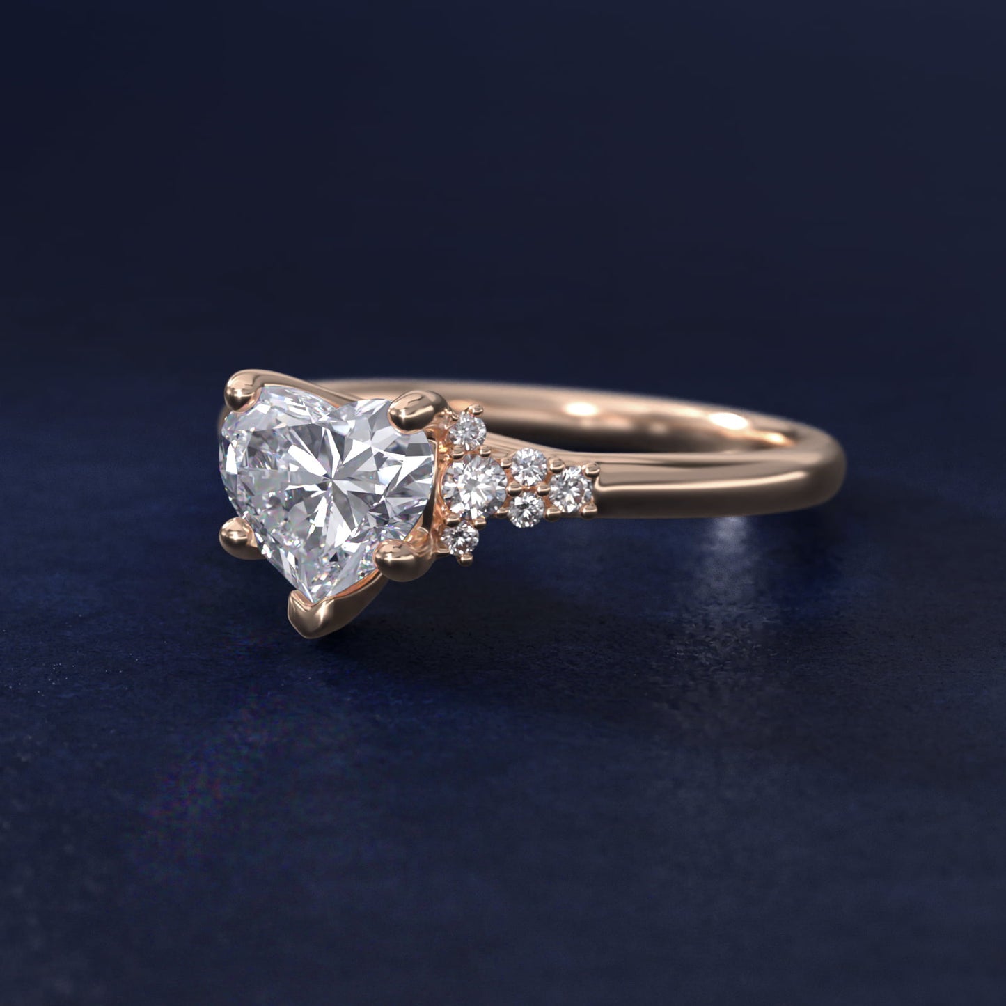 Petite Constellations Diamond Engagement Ring in 18k Rose Gold (1/8 ct. tw.) - Heart Center