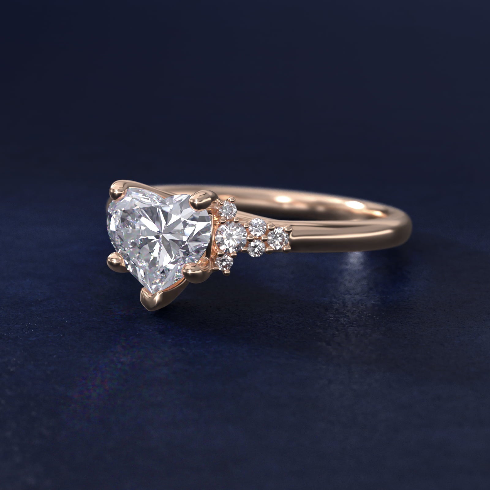 Petite Constellations Diamond Engagement Ring in 18k Rose Gold (1/8 ct. tw.) - Heart Center