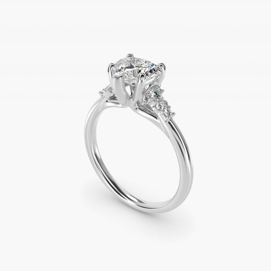 Petite Constellations Diamond Engagement Ring in 18k White Gold (1/8 ct. tw.) - Heart Center