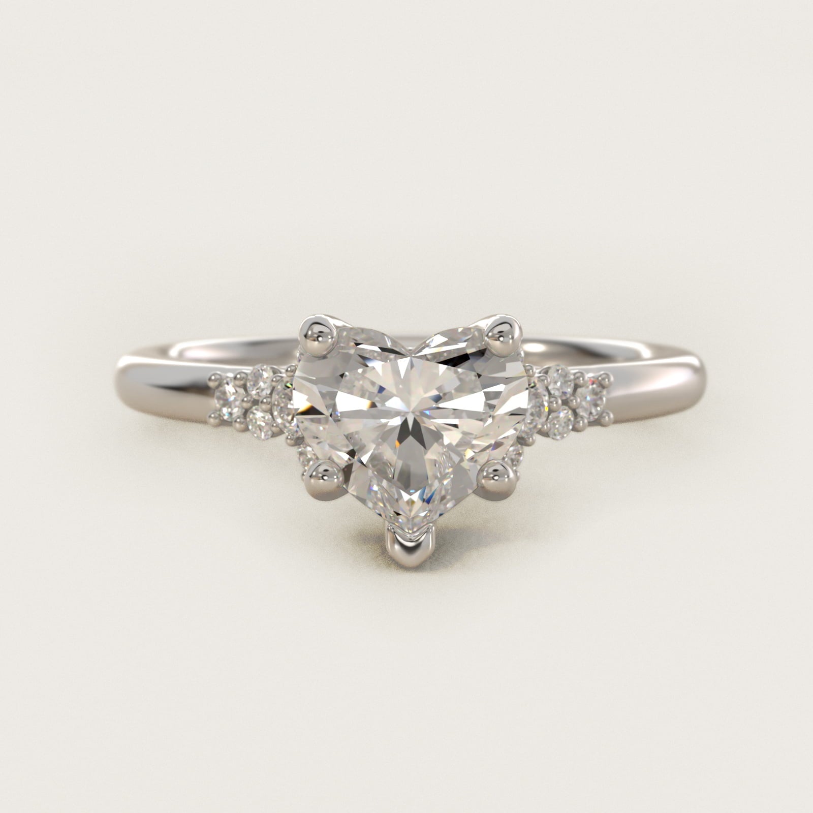 Petite Constellations Diamond Engagement Ring in Platinum (1/8 ct. tw.) - Heart Center