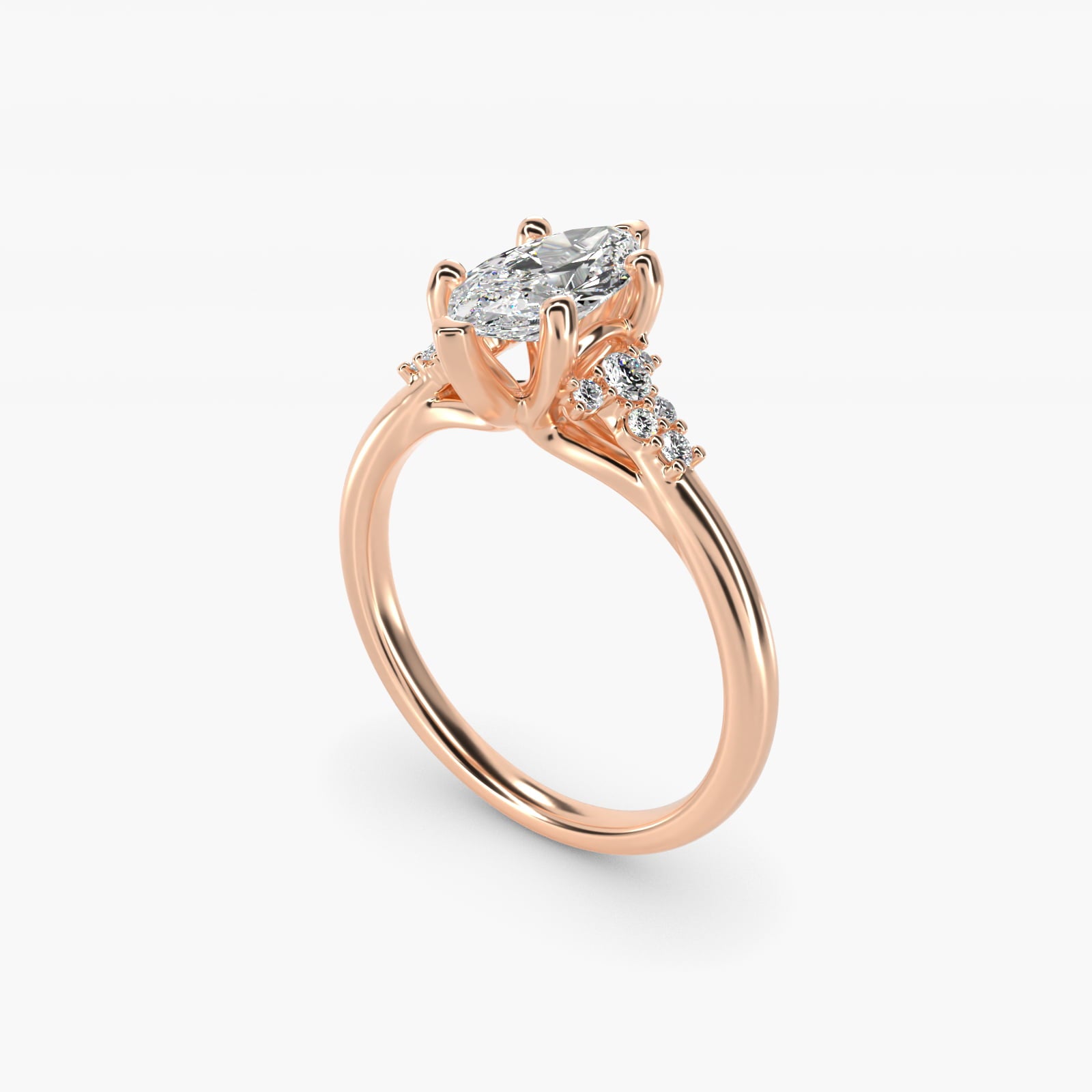 Petite Constellations Diamond Engagement Ring in 18k Rose Gold (1/8 ct. tw.) - Marquise Center