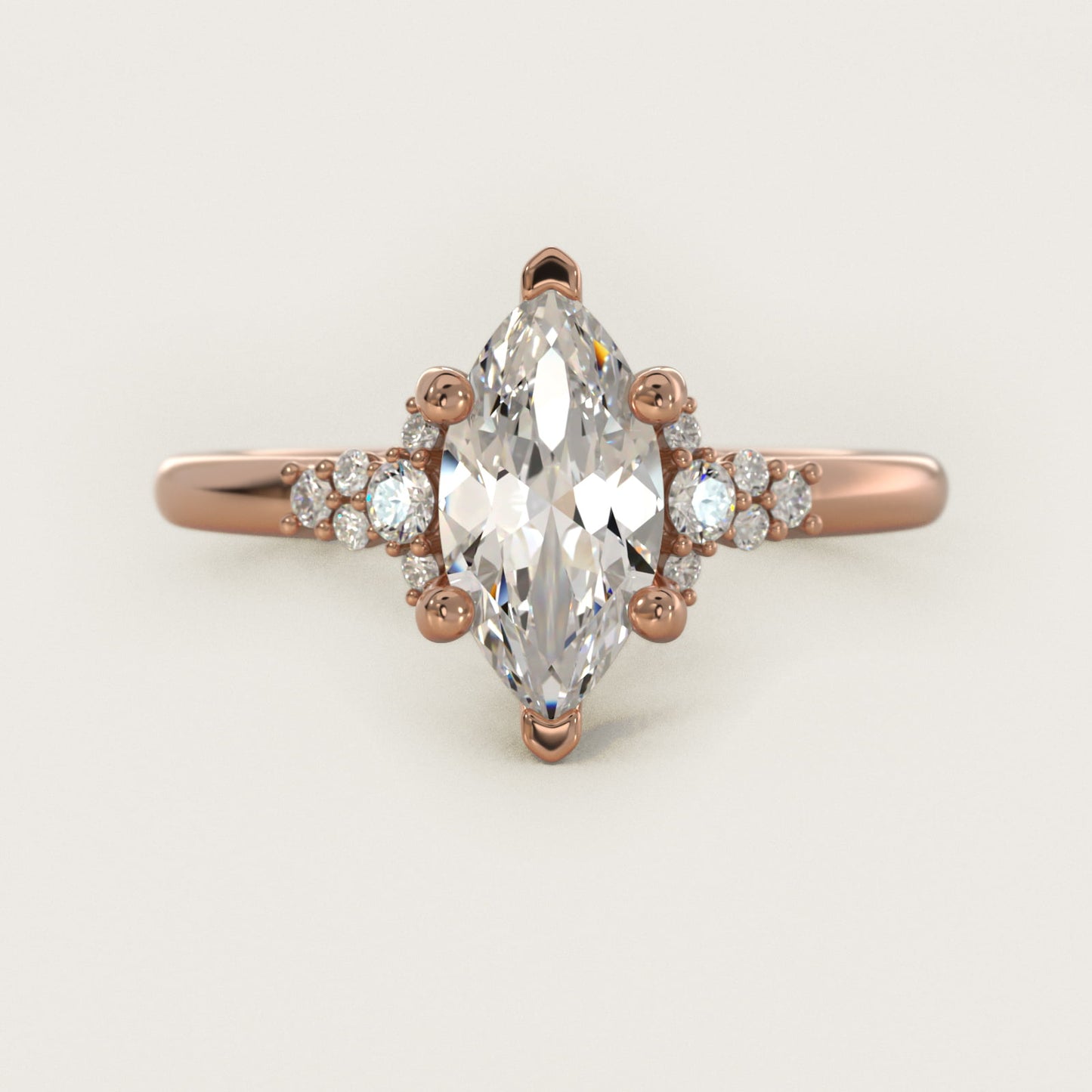 Petite Constellations Diamond Engagement Ring in 18k Rose Gold (1/8 ct. tw.) - Marquise Center