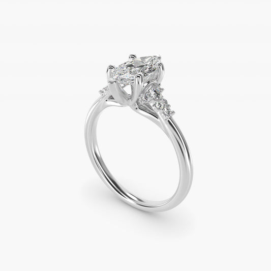 Petite Constellations Diamond Engagement Ring in 18k White Gold (1/8 ct. tw.) - Marquise Center