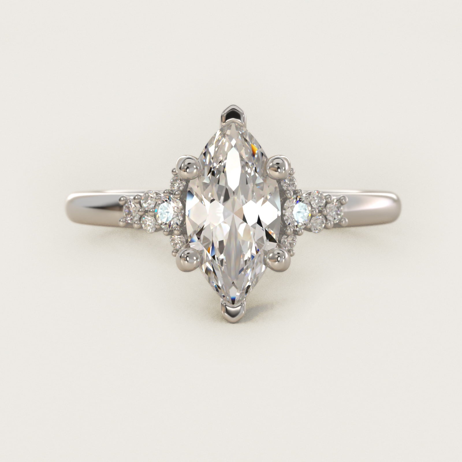 Petite Constellations Diamond Engagement Ring in 18k White Gold (1/8 ct. tw.) - Marquise Center
