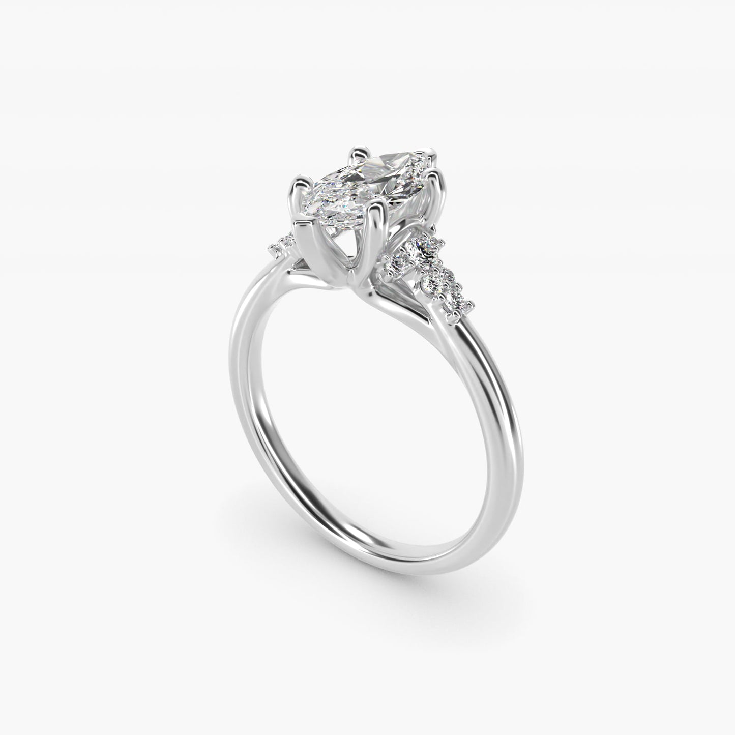 Petite Constellations Diamond Engagement Ring in Platinum (1/8 ct. tw.) - Marquise Center