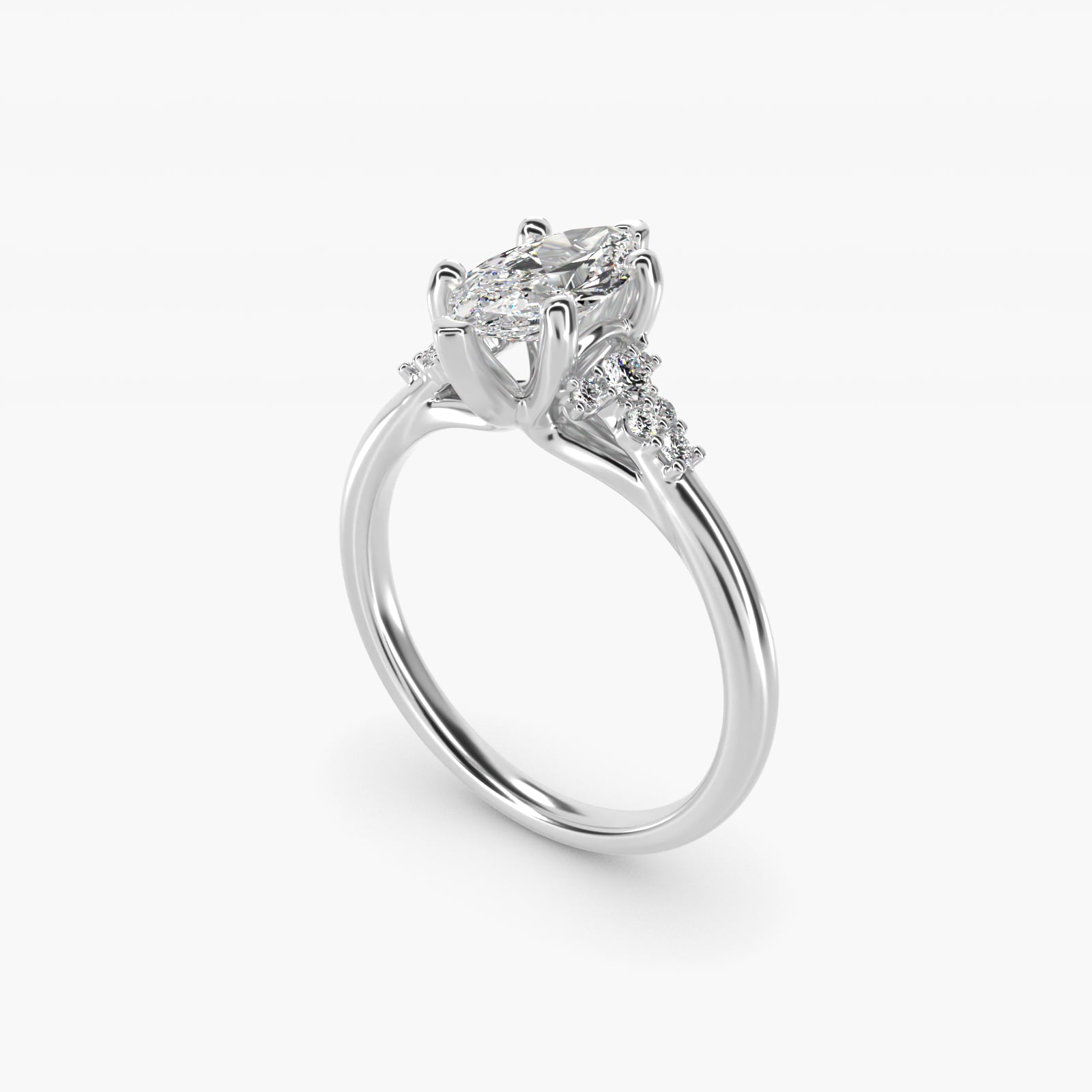 Petite Constellations Diamond Engagement Ring in Platinum (1/8 ct. tw.) - Marquise Center