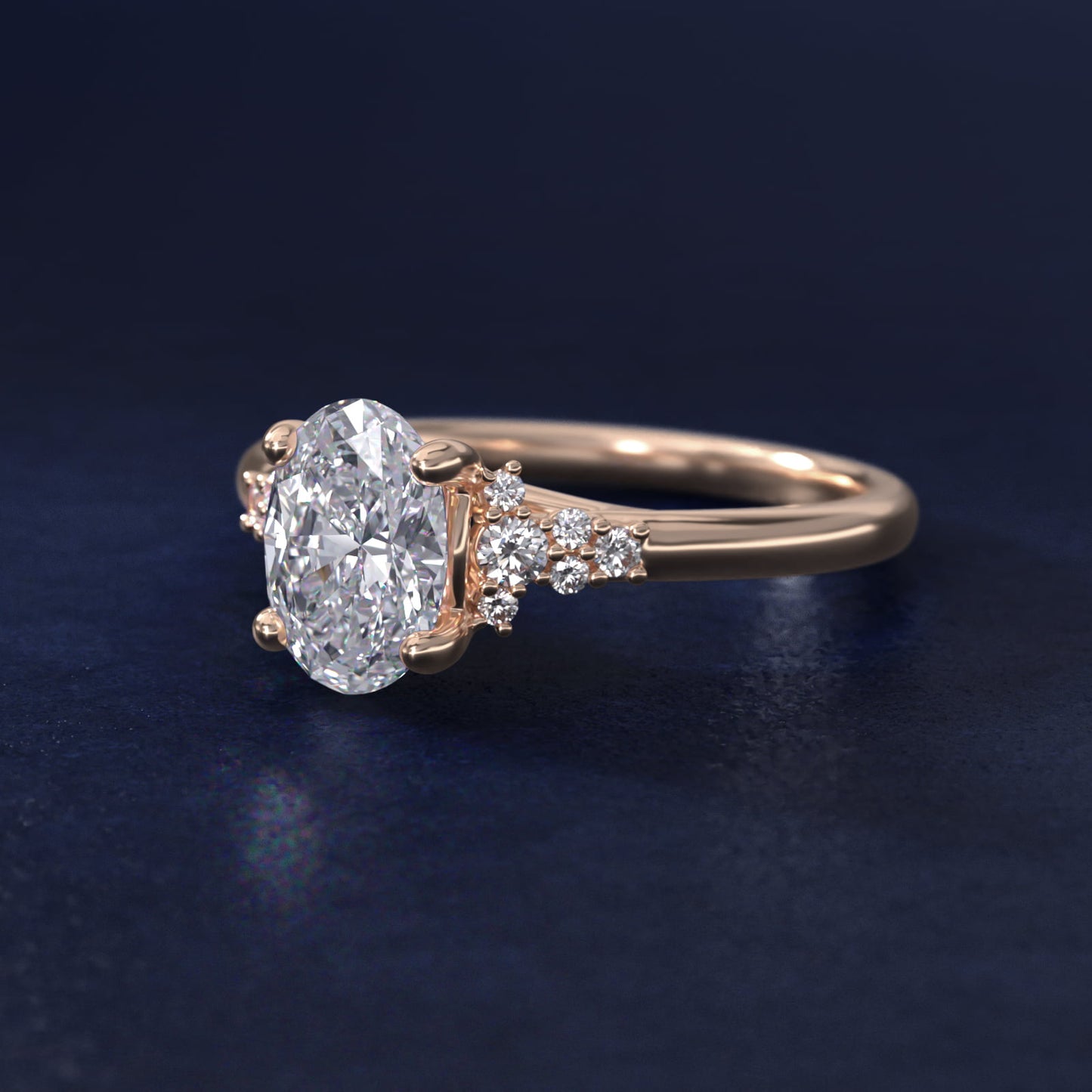Petite Constellations Diamond Engagement Ring in 14k Rose Gold (1/8 ct. tw.) - Oval Center