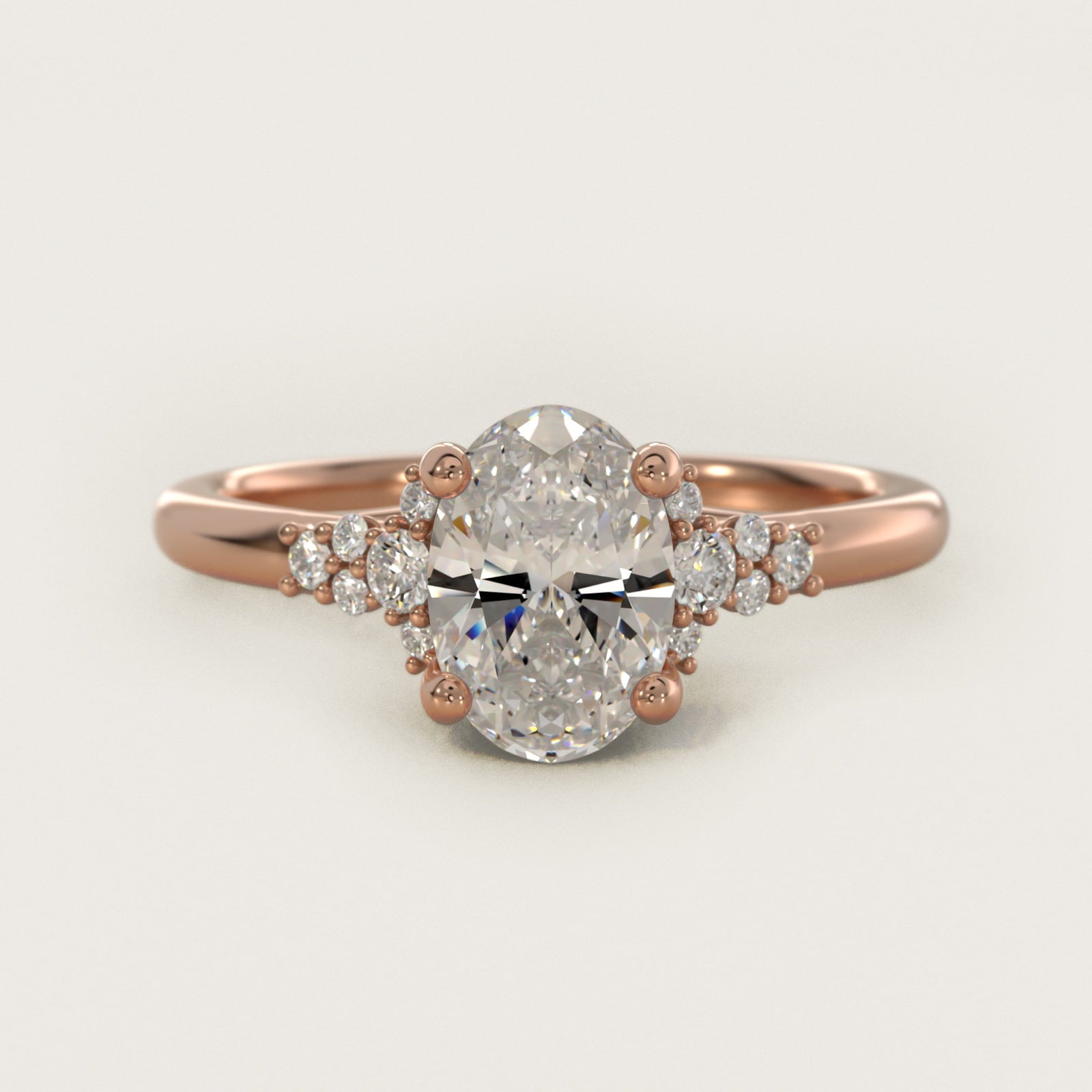 Petite Constellations Diamond Engagement Ring in 14k Rose Gold (1/8 ct. tw.) - Oval Center