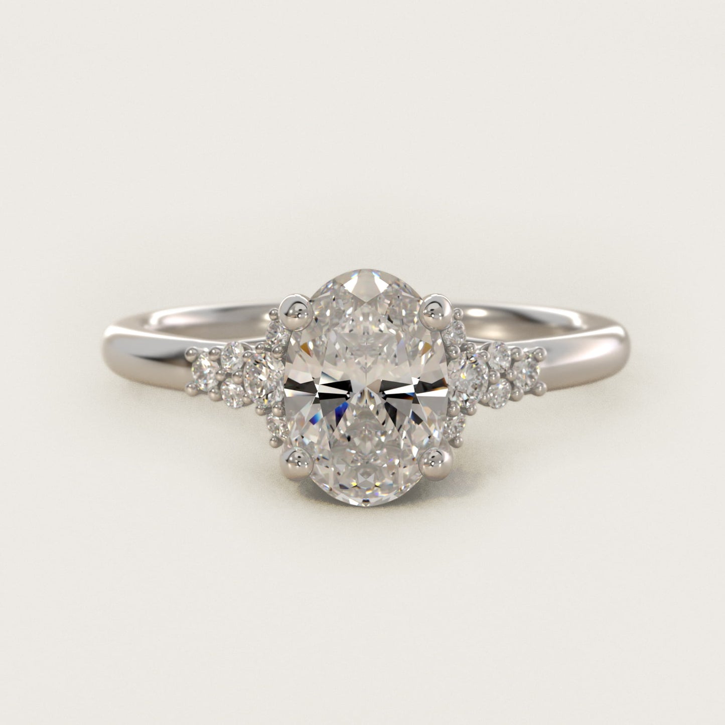 Petite Constellations Diamond Engagement Ring in 14k White Gold (1/8 ct. tw.) - Oval Center