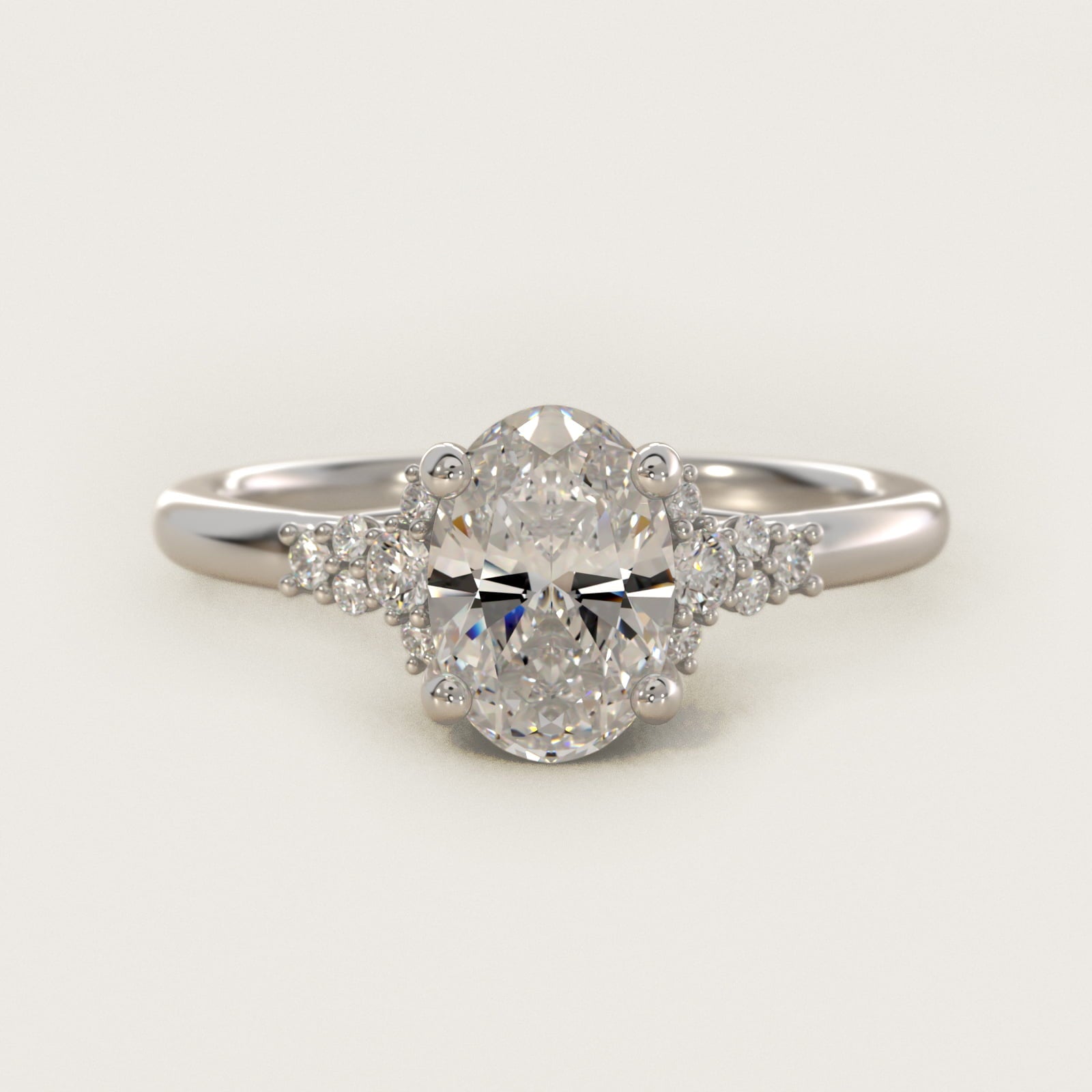 Petite Constellations Diamond Engagement Ring in 14k White Gold (1/8 ct. tw.) - Oval Center