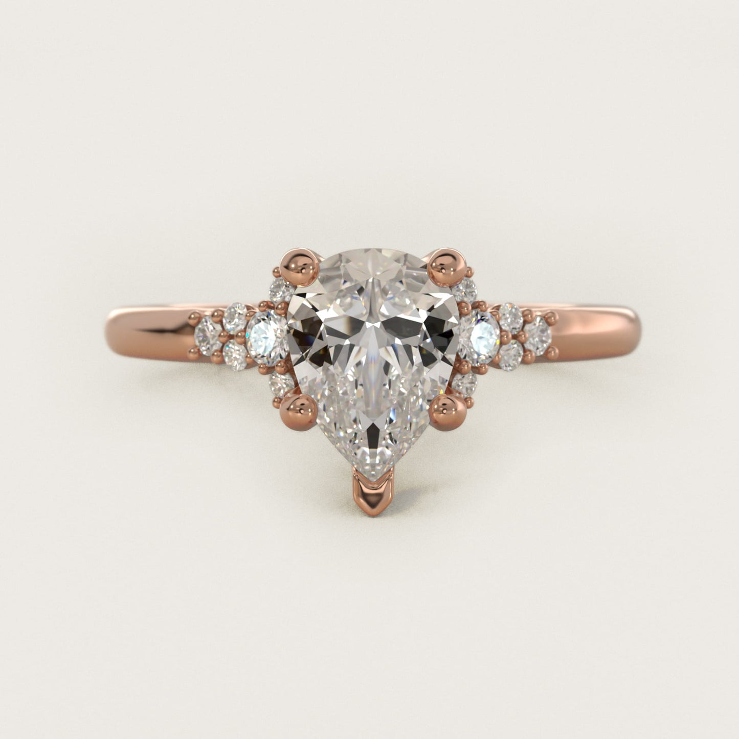 Petite Constellations Diamond Engagement Ring in 18k Rose Gold (1/8 ct. tw.) - Pear Center